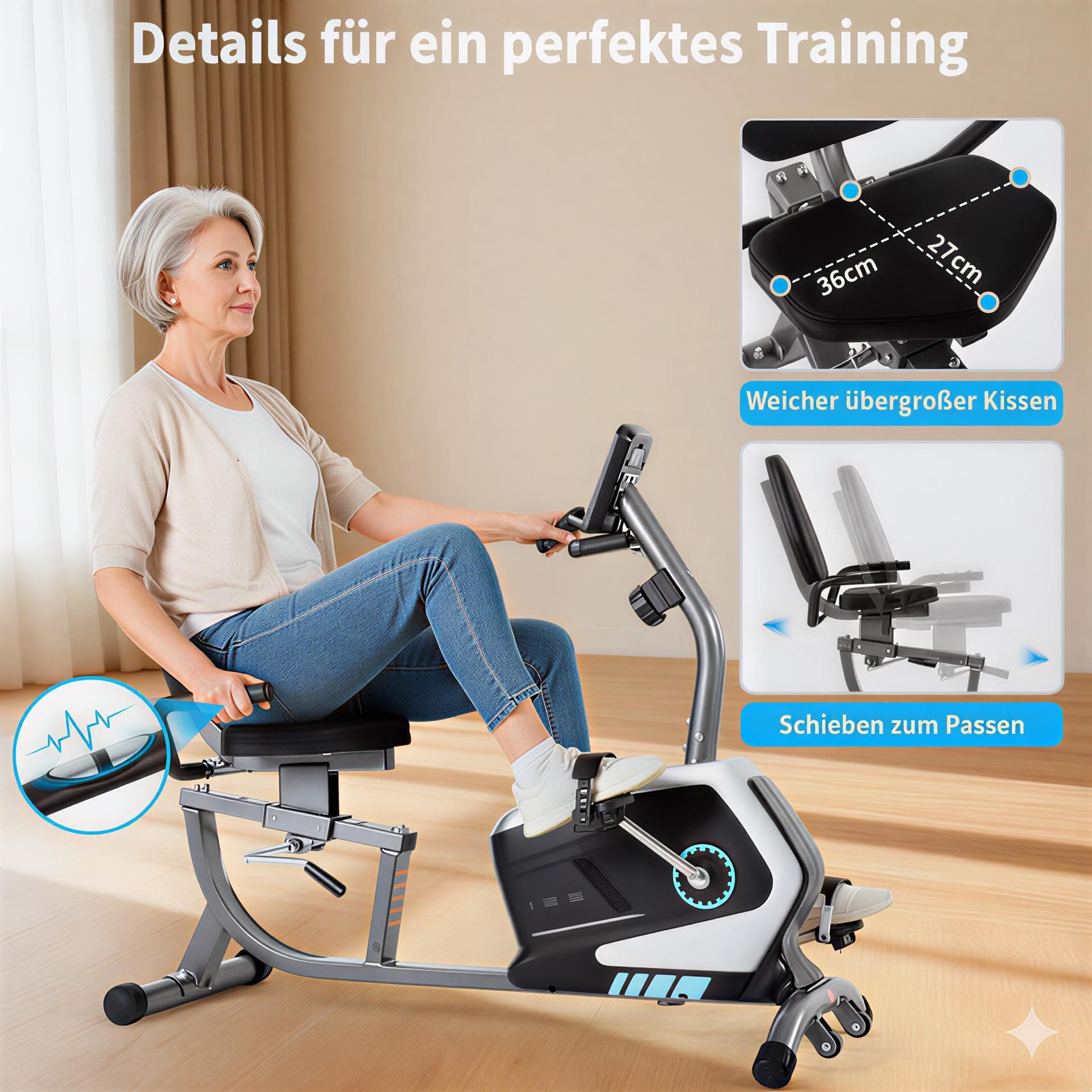 ISE Liegeergometer für Zuhause mit 8 verstellbaren – Bild 6