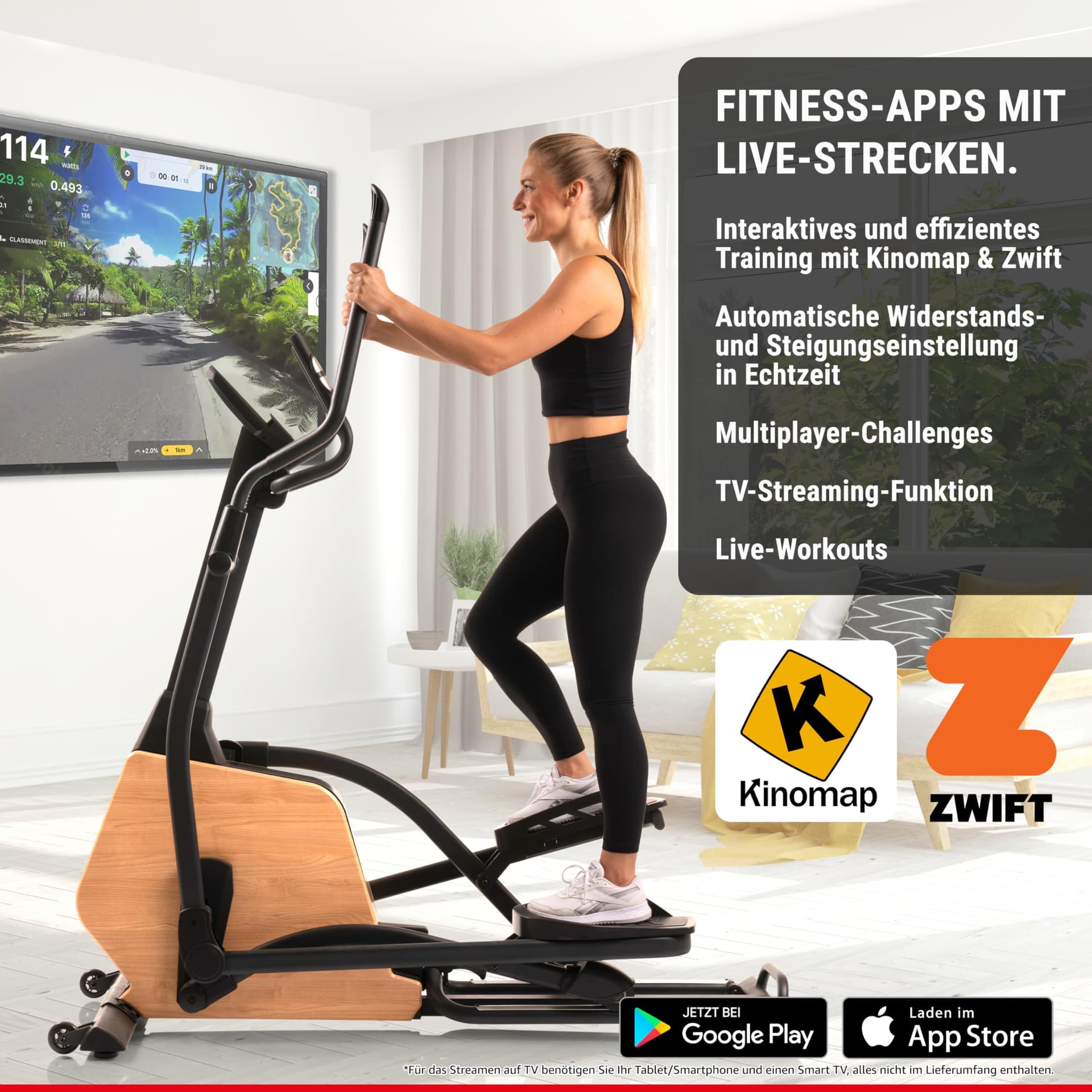 HAMMER Ellipsentrainer CrossPace 5.0 NorsK, 3-fache Steigung, 24 Programme, 20 kg – Bild 2