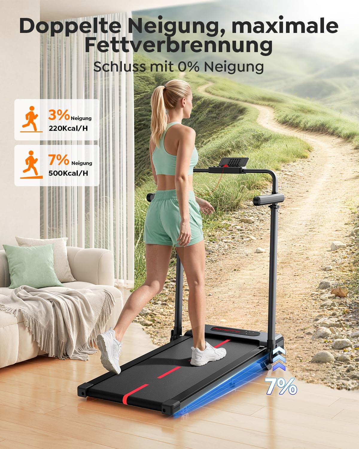 HomeTro Laufband für Zuhause Klappbar mit 7% Steigung – Bild 2