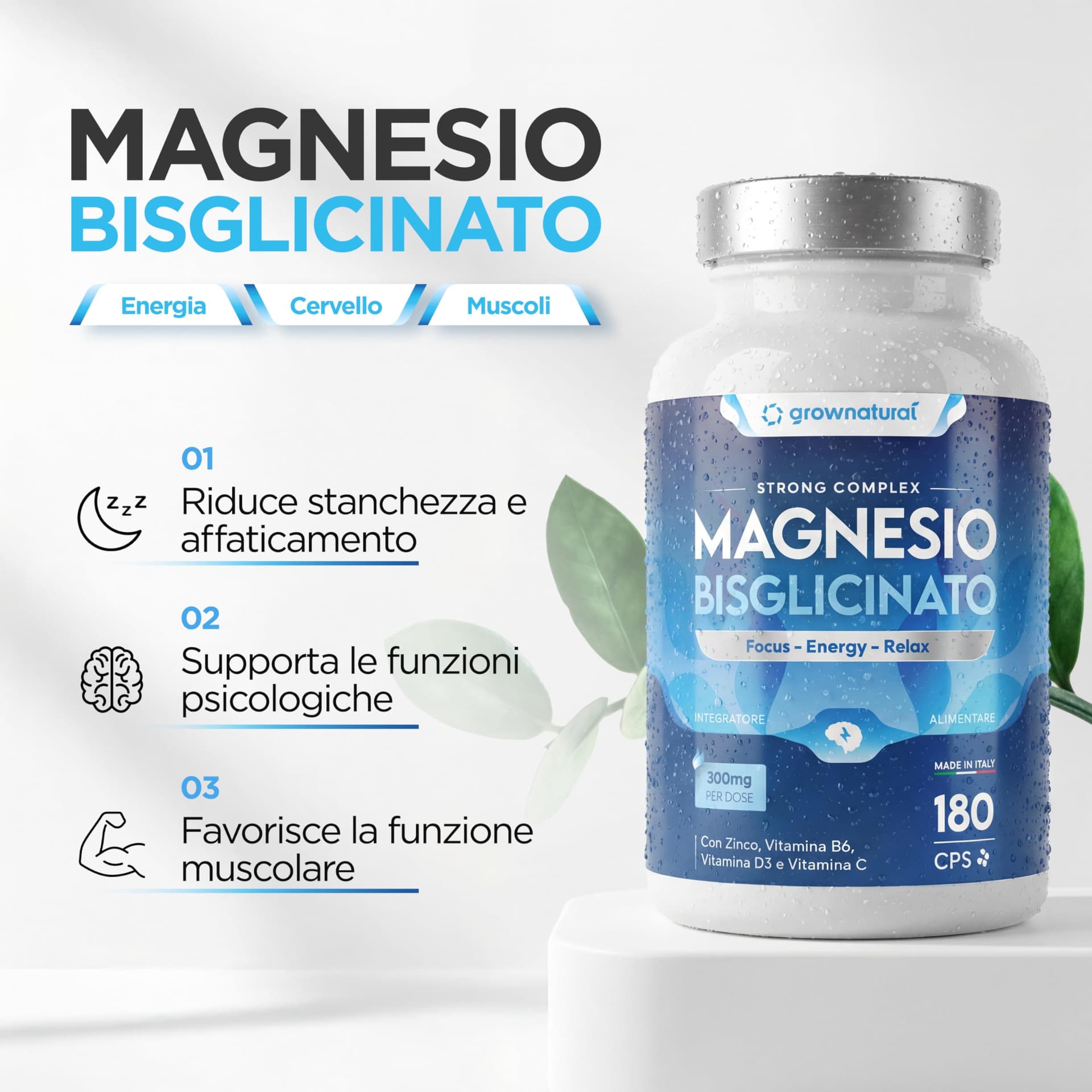 GrowNatural Magnesio Bisglicinato 600mg – Bild 2