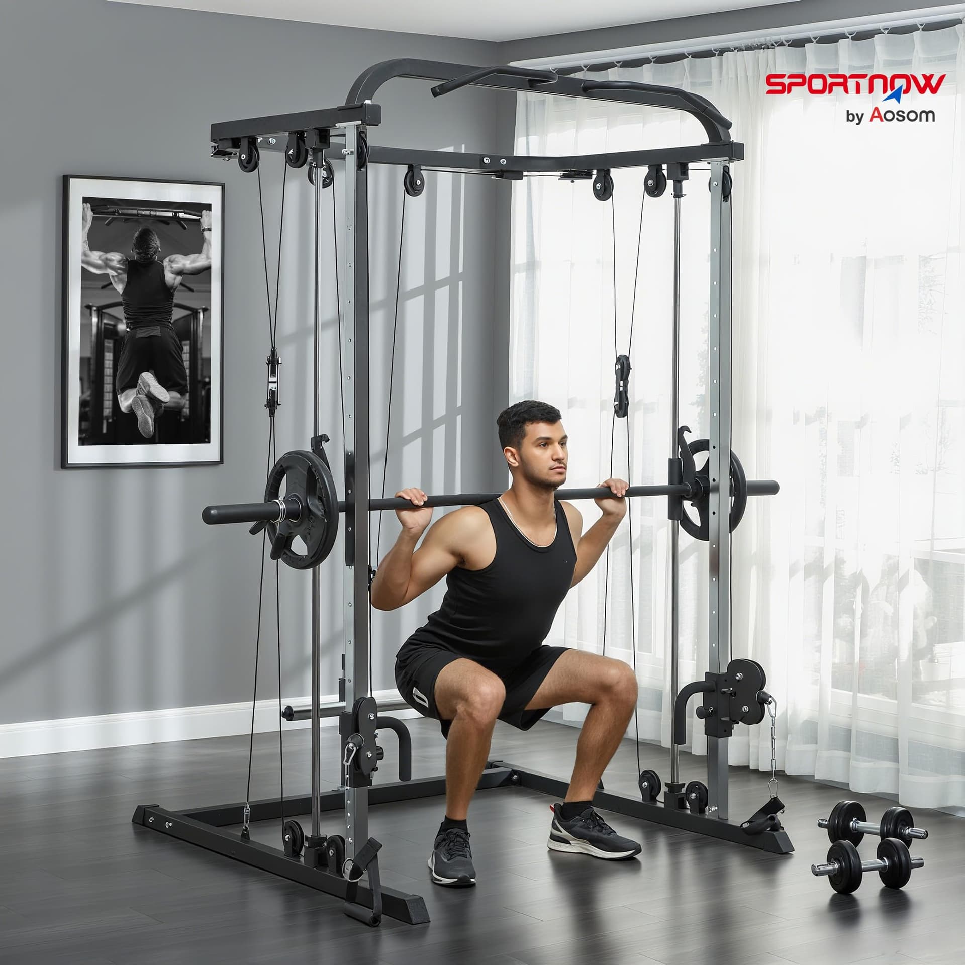SPORTNOW Smith Machine Multiestación de Musculación Máquina – Bild 2