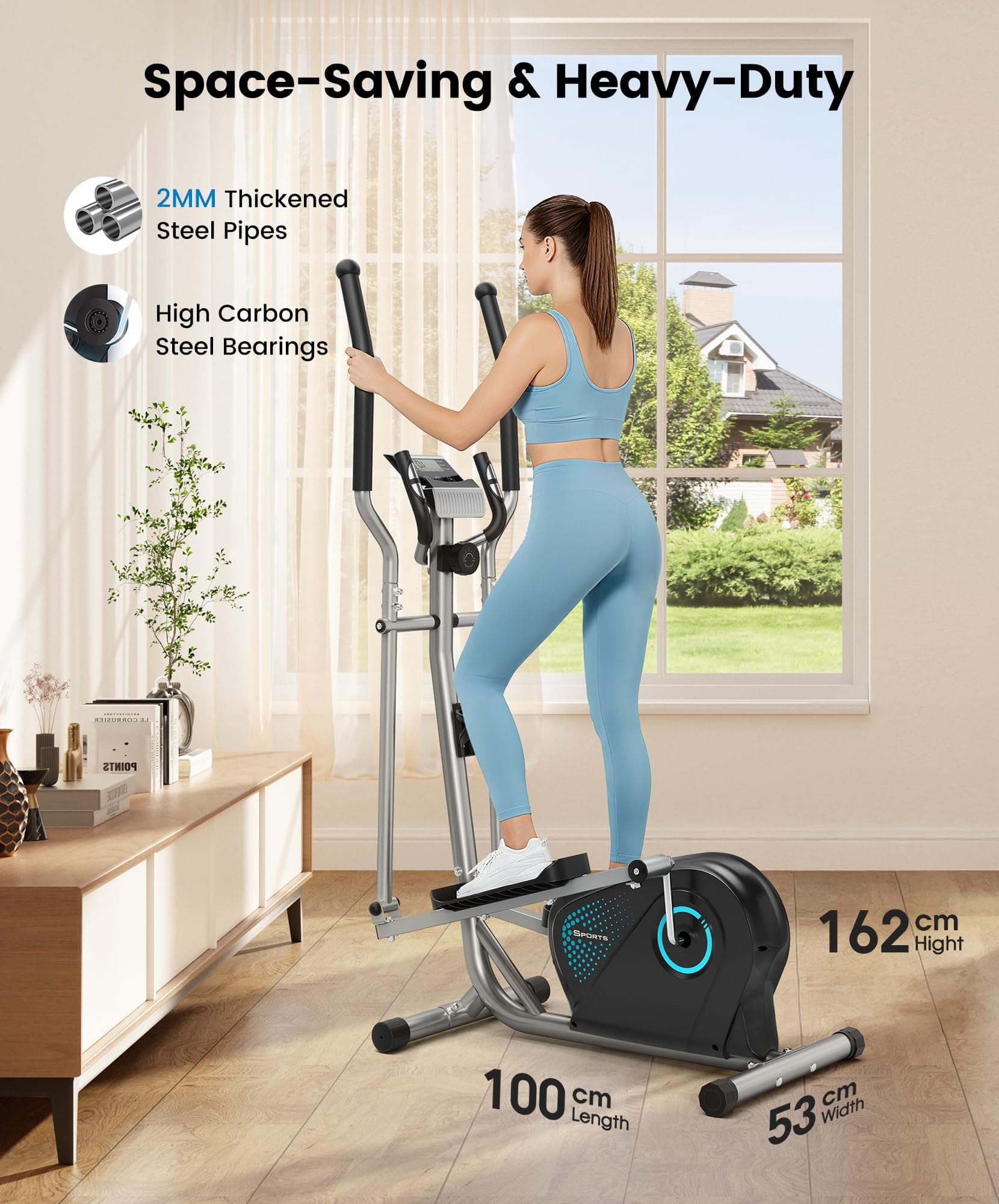 THERUN Crosstrainer, ultraleiser Ellipsentrainer für Zuhause, 6 kg – Bild 4