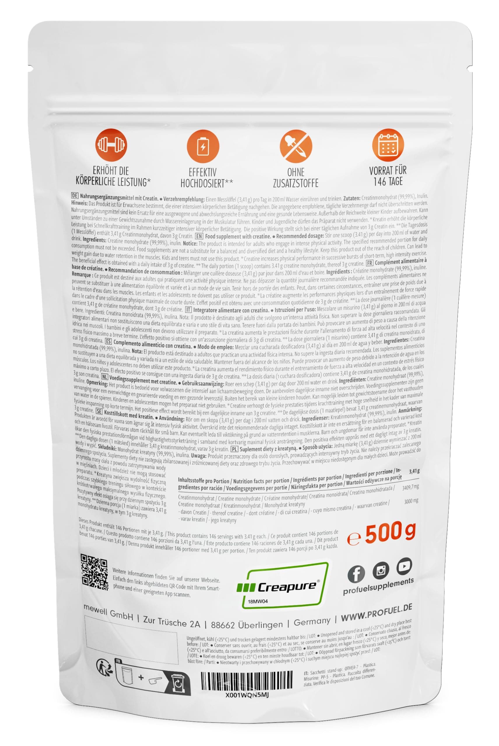 ProFuel Creapure® Creatin Monohydrat Pulver 1000g – Bild 6