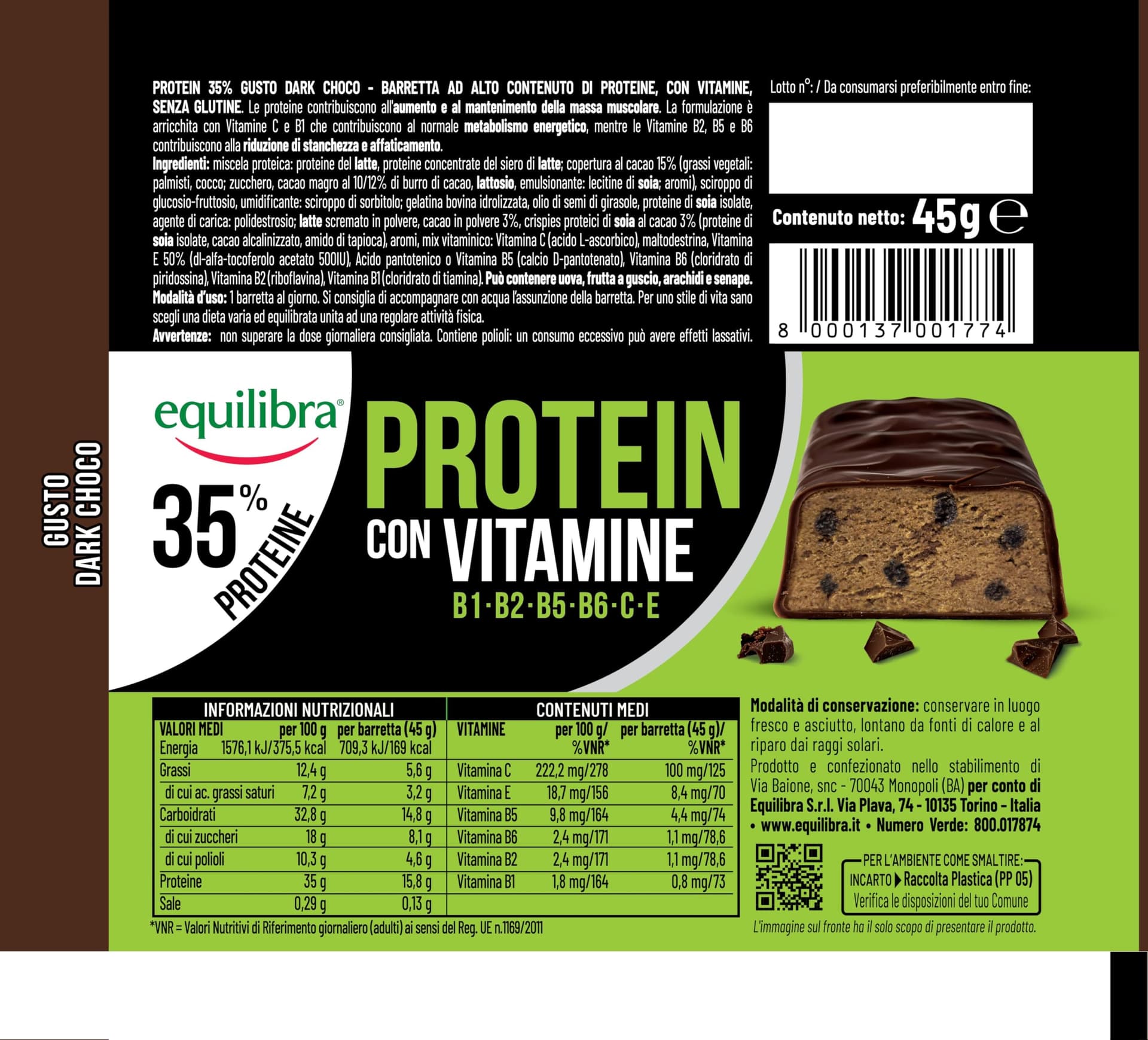 Equilibra Barrette Proteiche, 35% Proteine, 24x45g – Bild 3