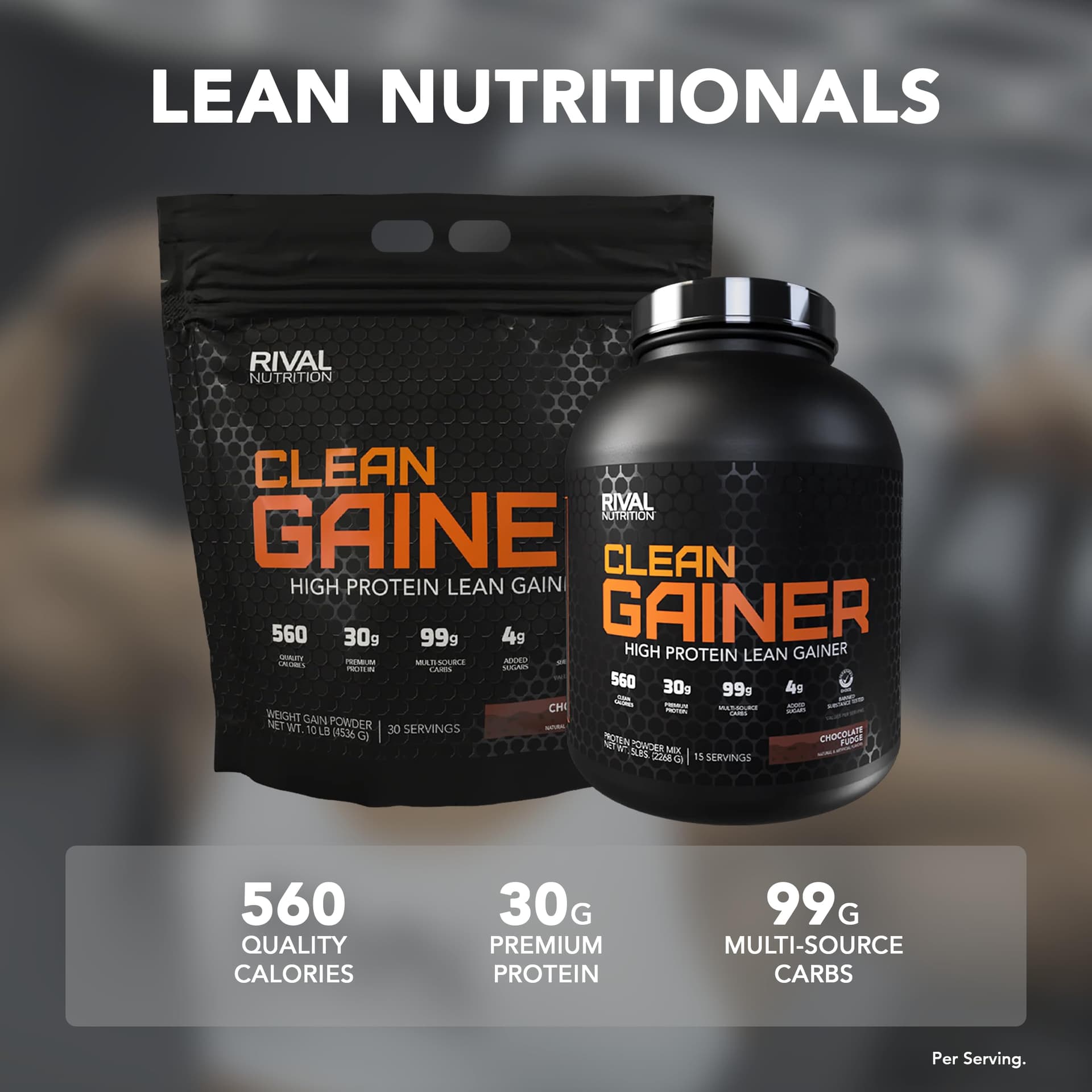 RIVAL NUTRITION Clean Gainer- Chocolate Fudge, 5lbs – Bild 2