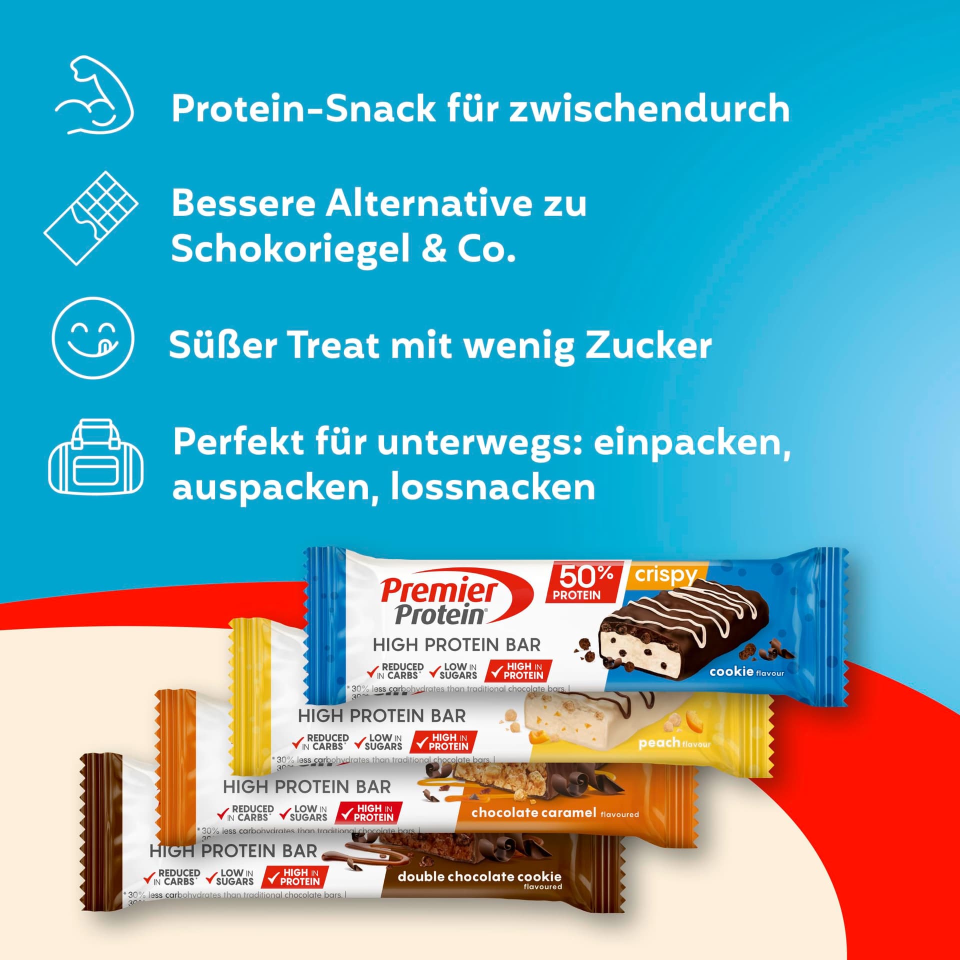 Premier Protein High Protein Bar 50% - Multiflavourbox - 20x40g – Bild 4