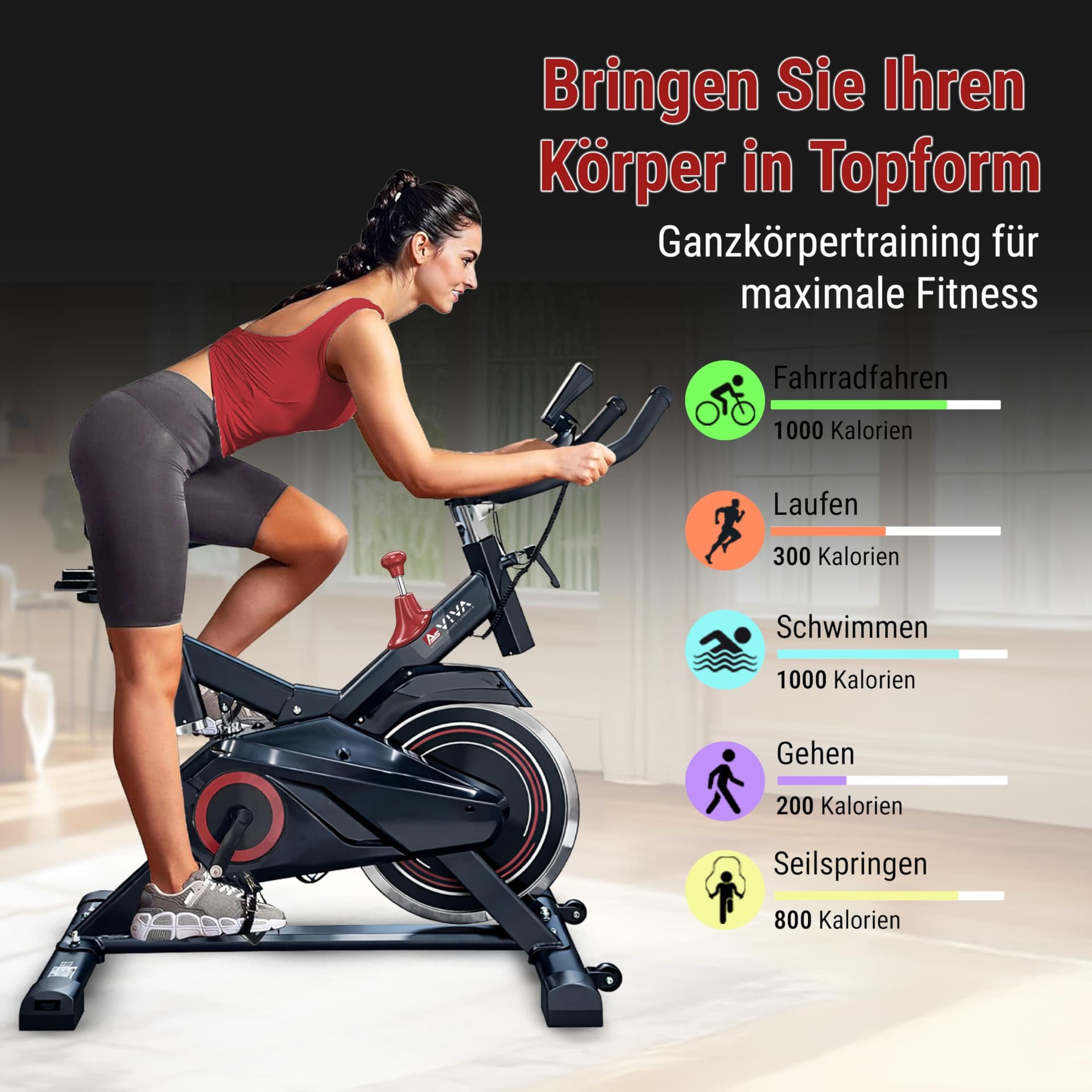 AsVIVA Speedbike AsVIVA S11 - Leises Heimtrainer Fahrrad mit Riemenantrieb sowie 18kg – Bild 5