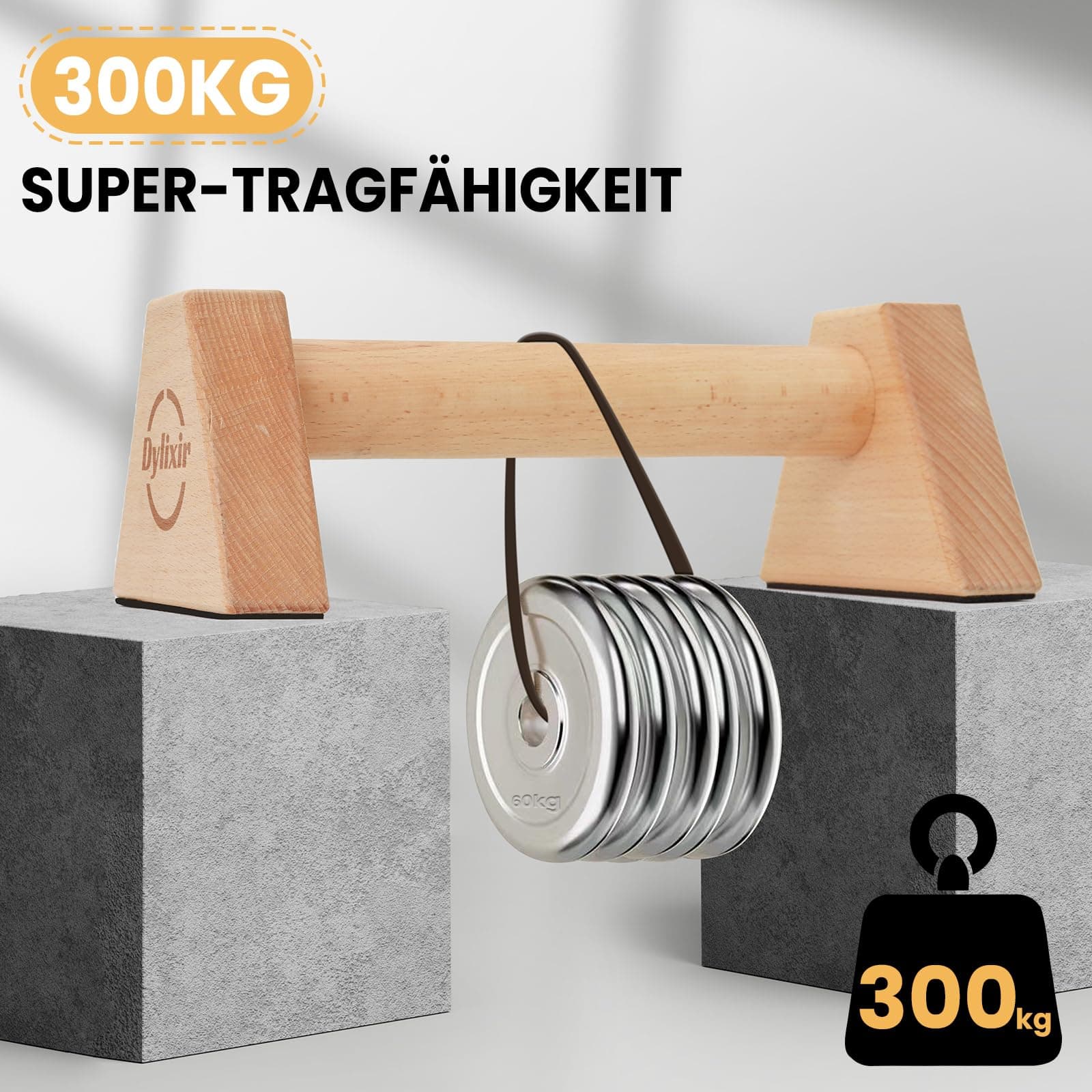 Dylixir Liegestützgriffe 2 Push Up Bars Holz Parallettes – Bild 3