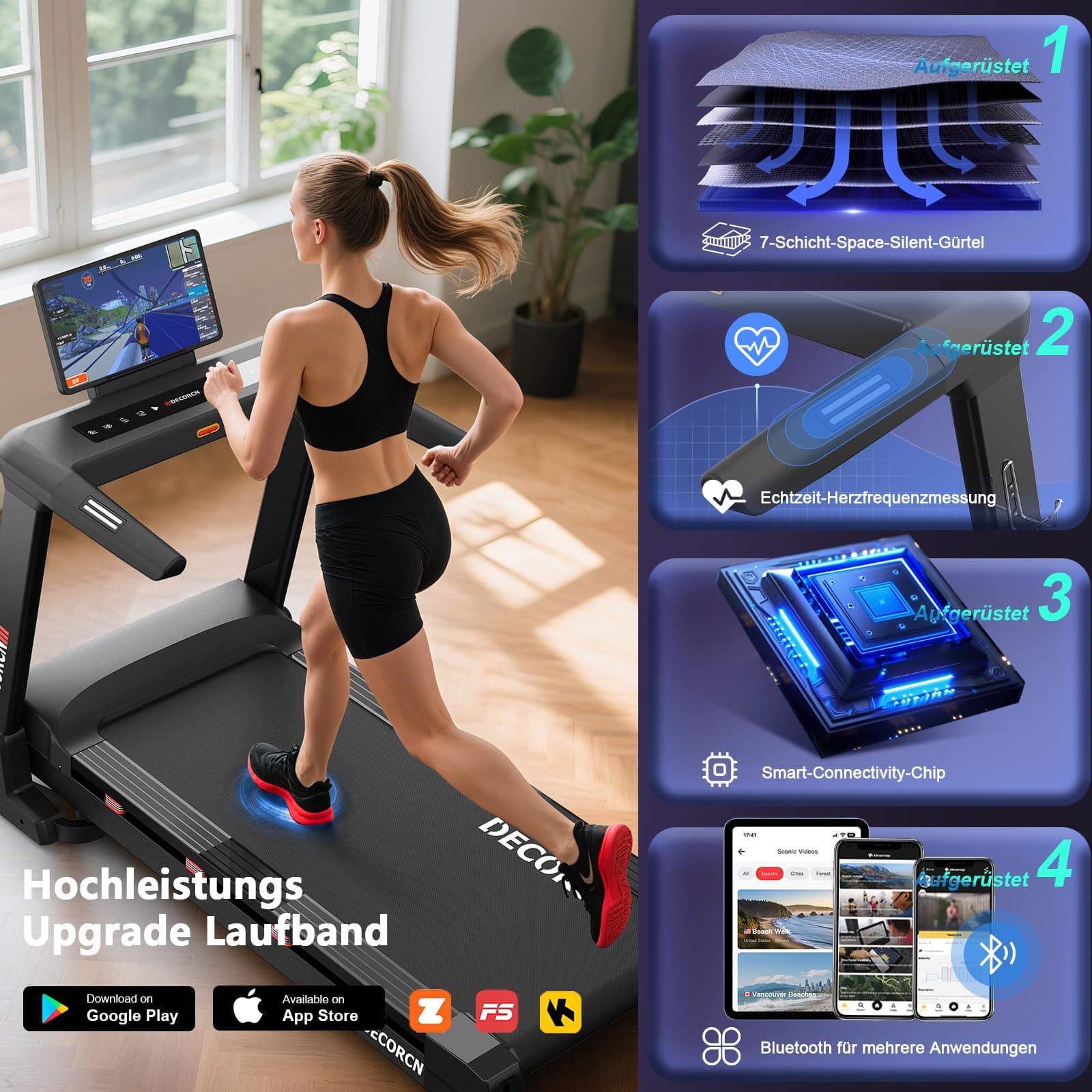 Decorcn Profi Laufband für Zuhause Klappbar – Bild 4