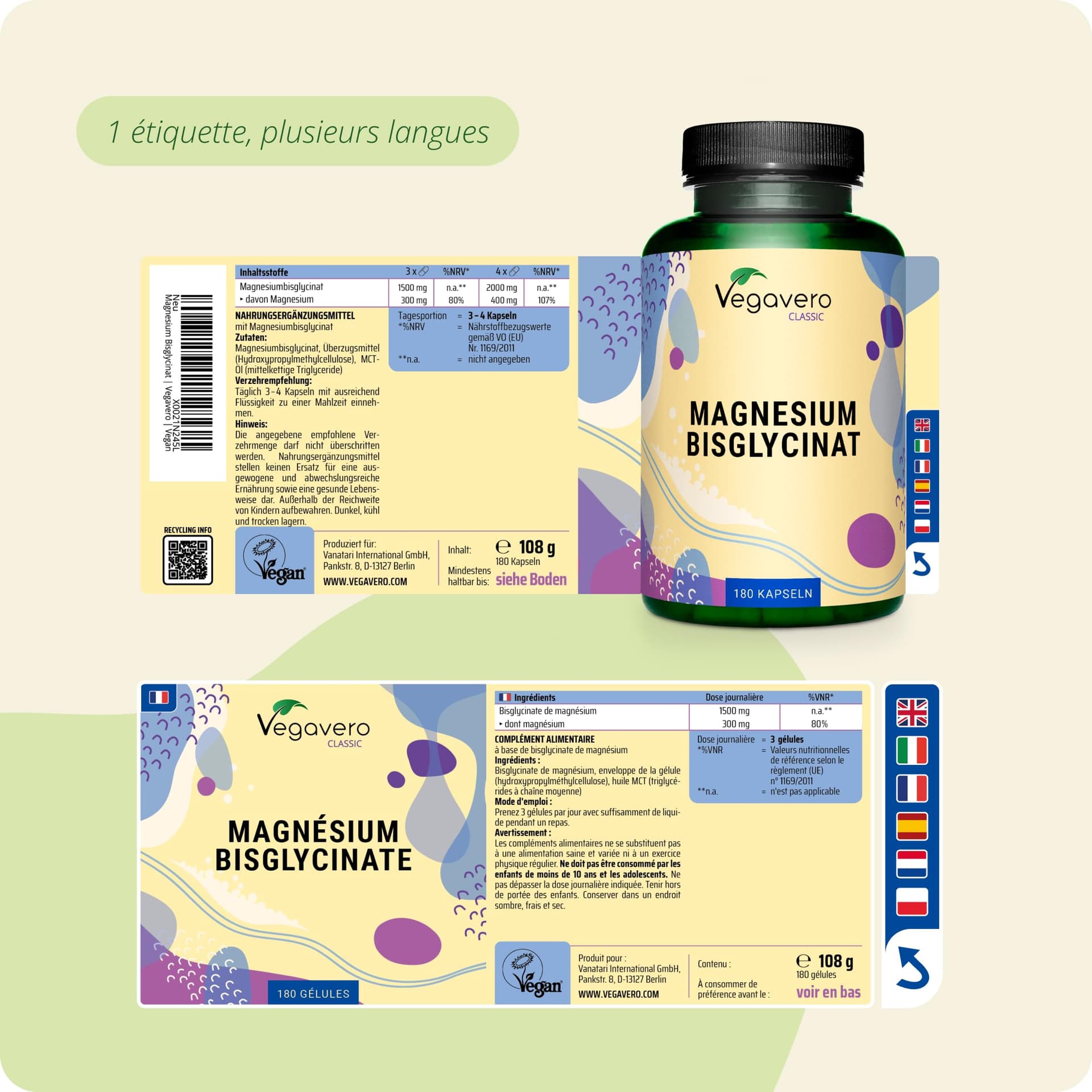 Vegavero Magnesium Bisglycinate 300 mg | 180 G – Bild 5
