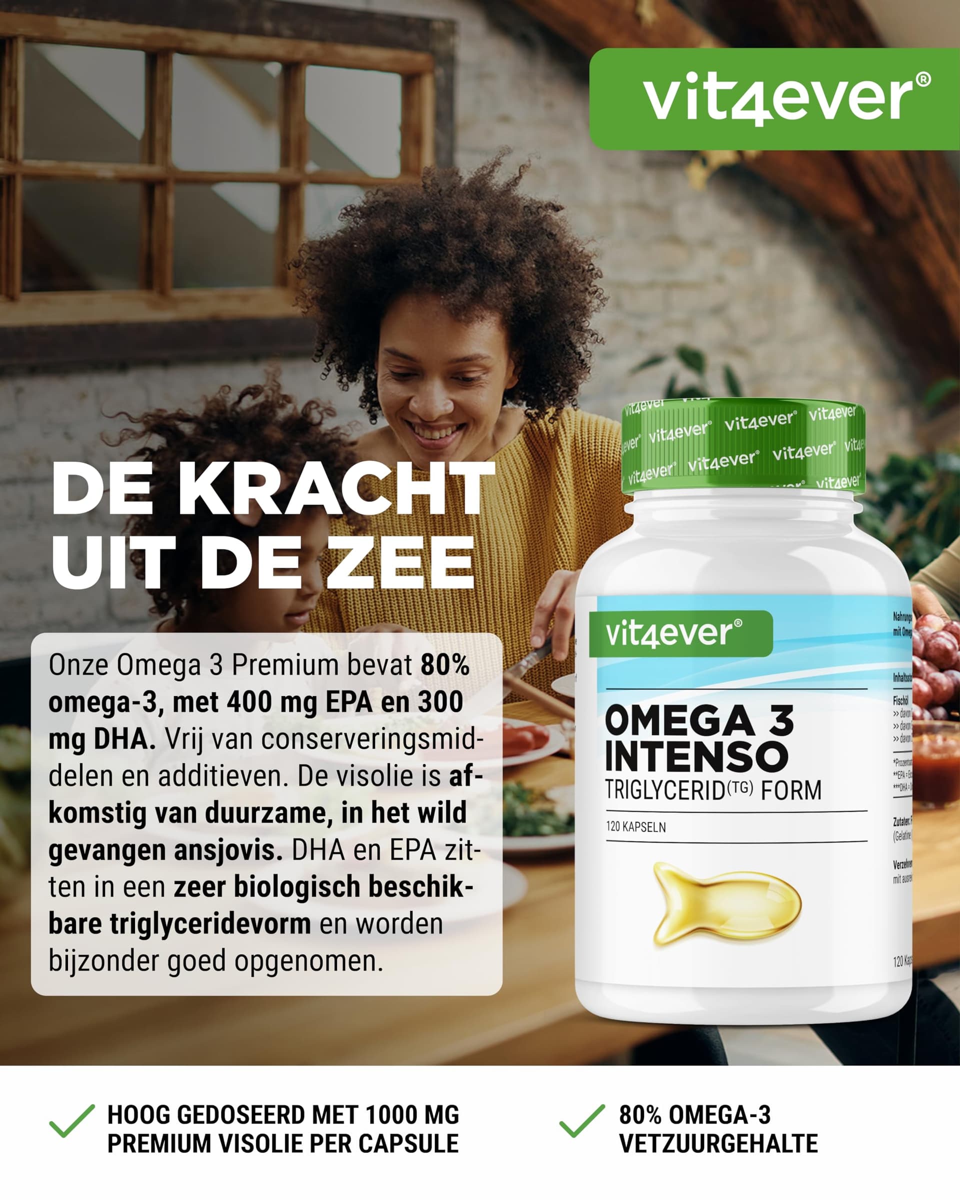 Vit4ever Premium Omega 3 met 80% Omega 3 Aandeel - 120 Capsules – Bild 2
