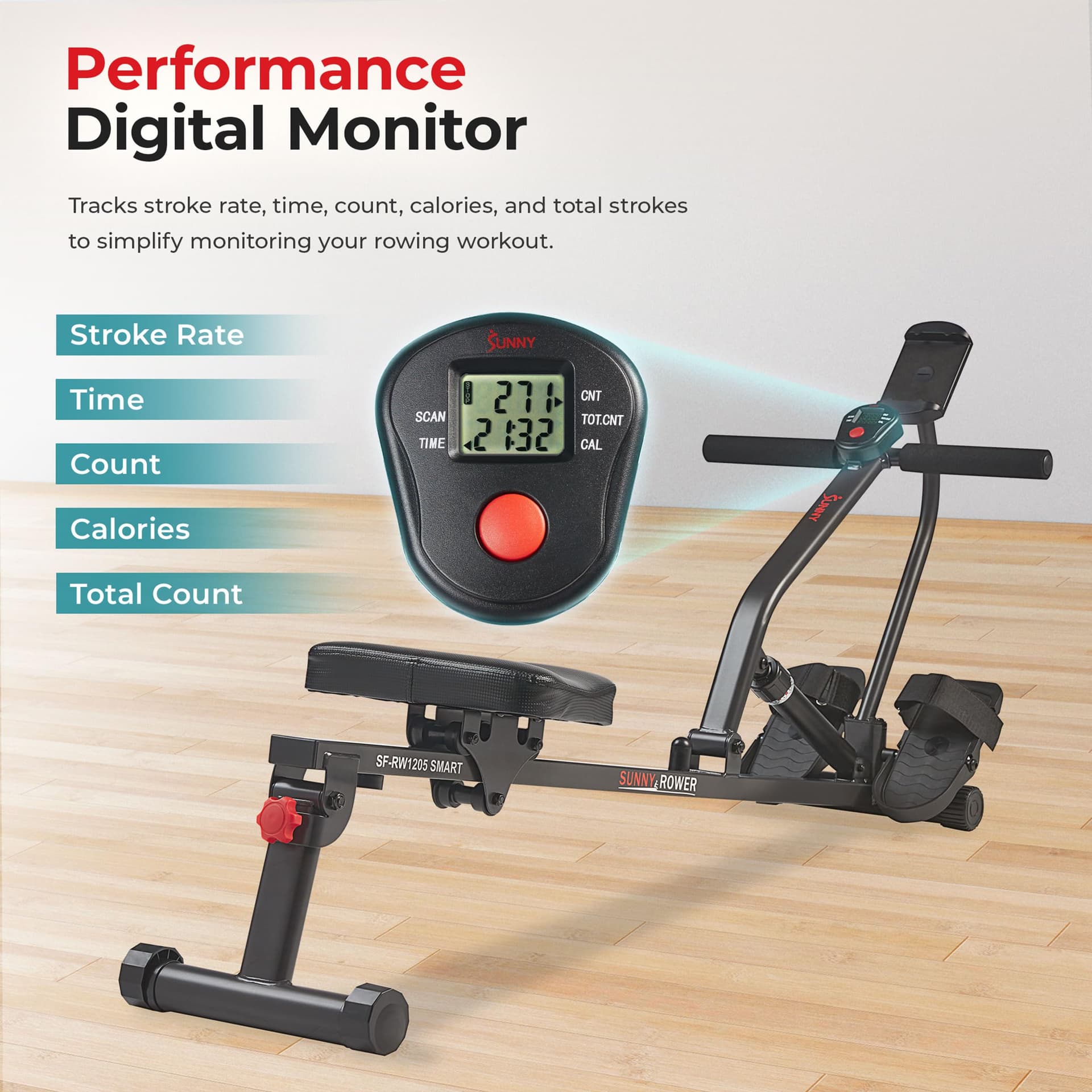 Sunny Health & Fitness Máquina de Remo Compacta y Ajustable – Bild 5