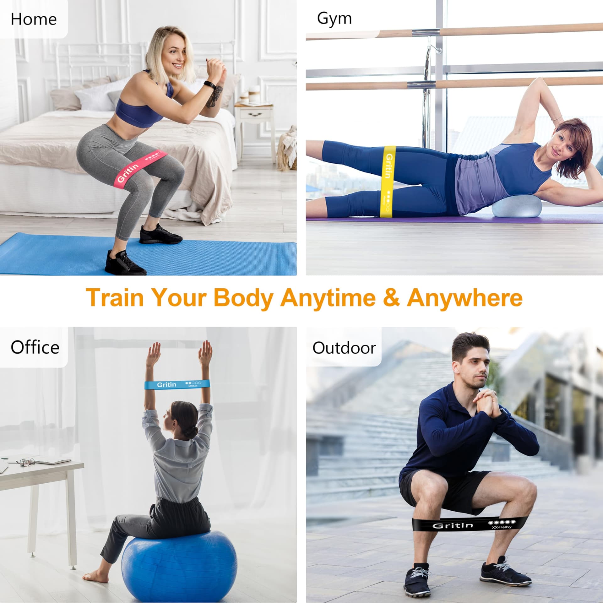 Gritin Fitnessbänder [5er Set] Widerstandsbänder mit 5 – Bild 7