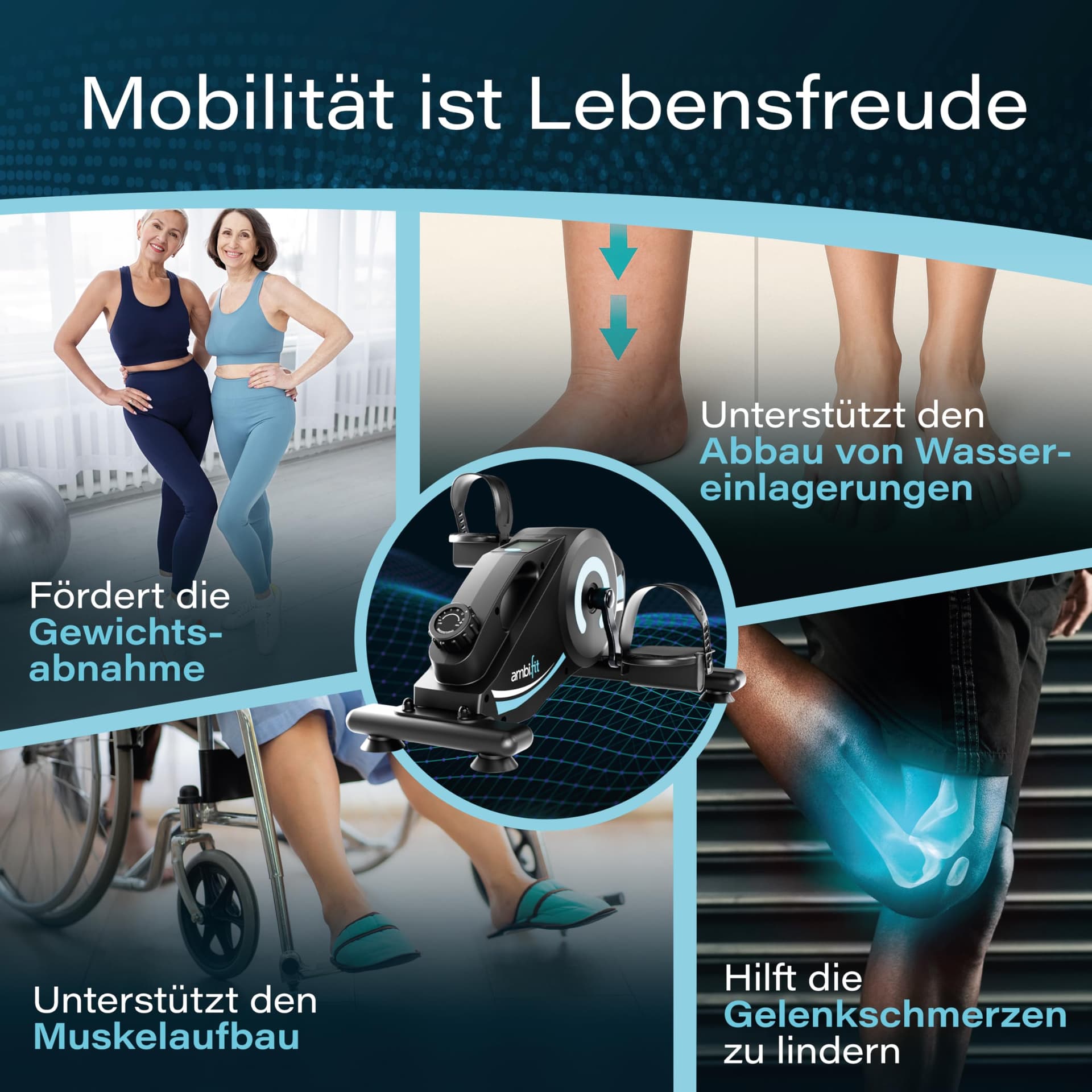 ambifit Pedaltrainer Ergometer Set [Magnetbremse & 16 – Bild 6