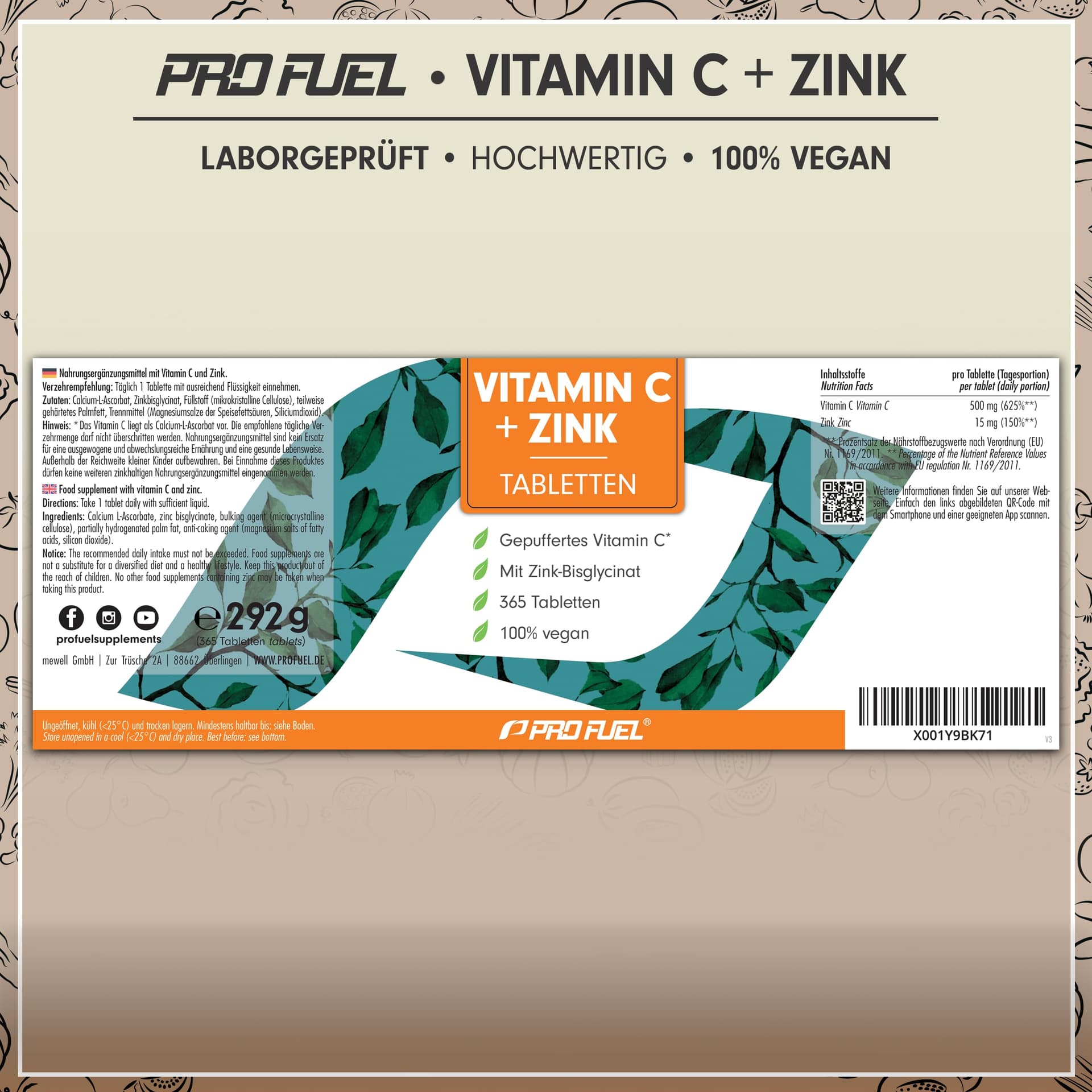 ProFuel Vitamin C + Zink (365 Tabs – Bild 6