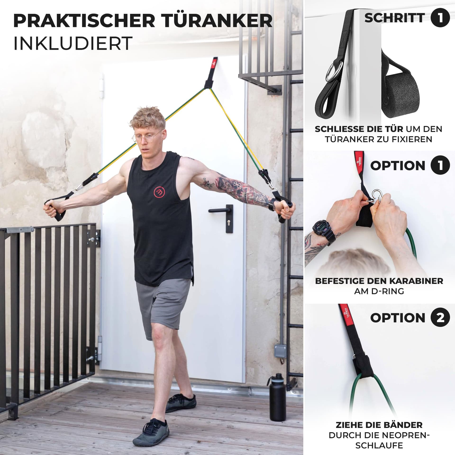 BeMaxx Resistance Bands Weerstandsbanden Fitness Set + Trainings – Bild 6