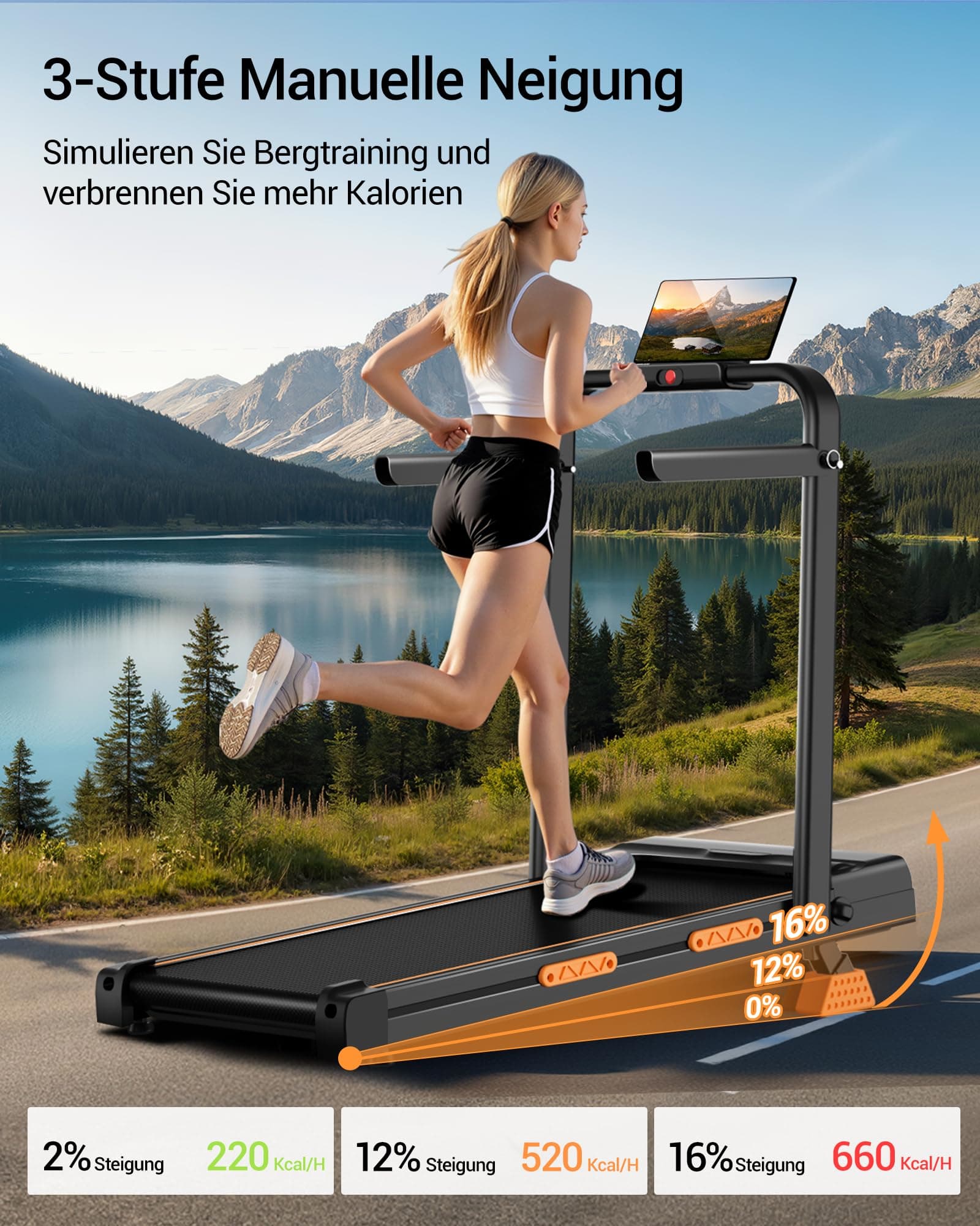 LONTEK Walking Pad mit Steigung 16% – Bild 3