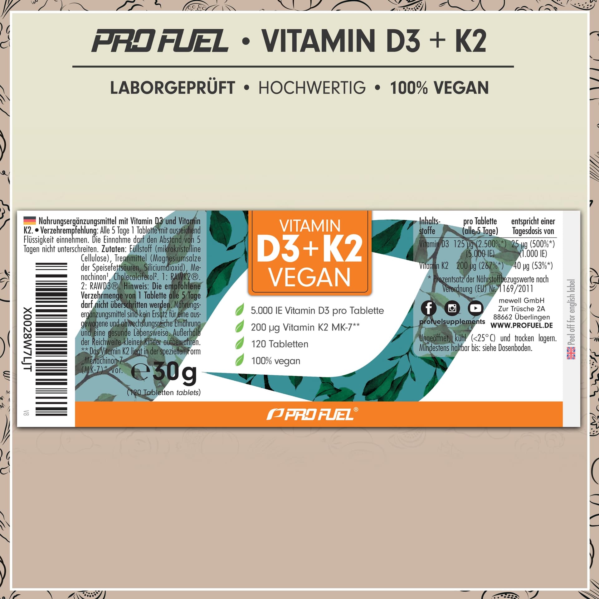 ProFuel Vitamin D3 K2 VEGAN - 120 Tabletten – Bild 6