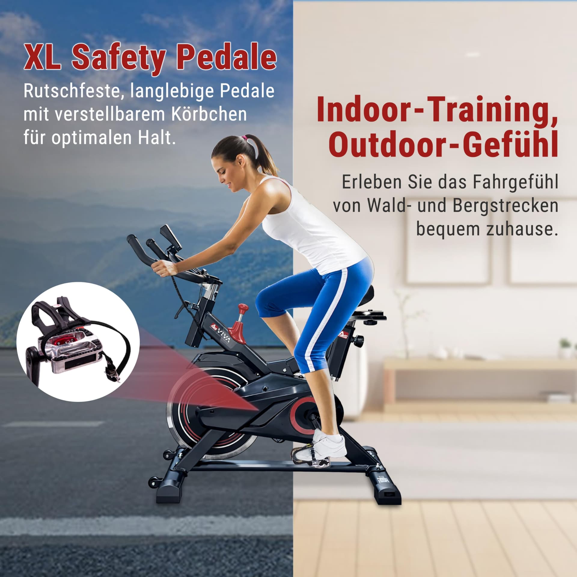 AsVIVA Speedbike AsVIVA S11 - Leises Heimtrainer Fahrrad mit Riemenantrieb sowie 18kg – Bild 6