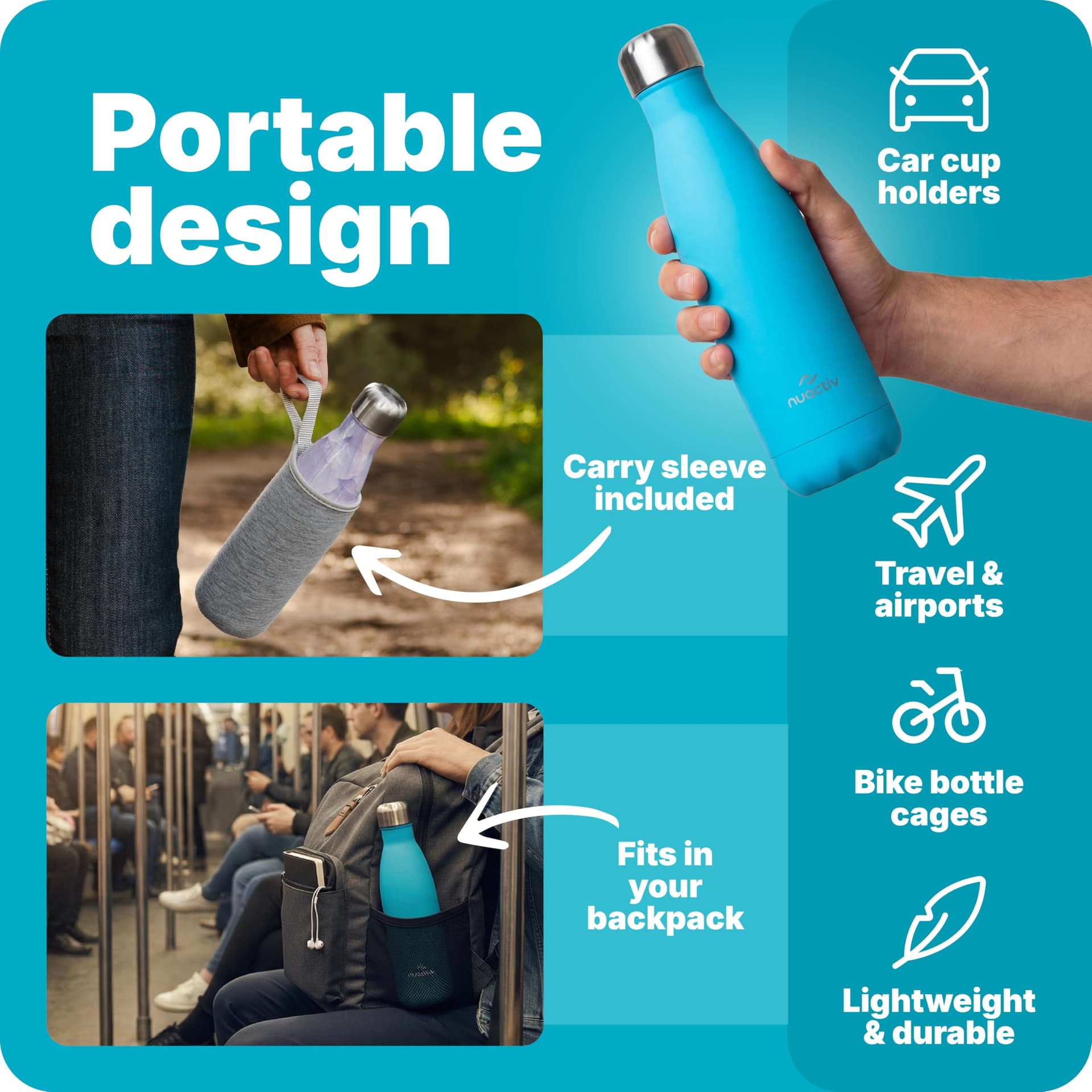 Nuactiv Stainless Steel Water Bottle 500ml – Bild 5