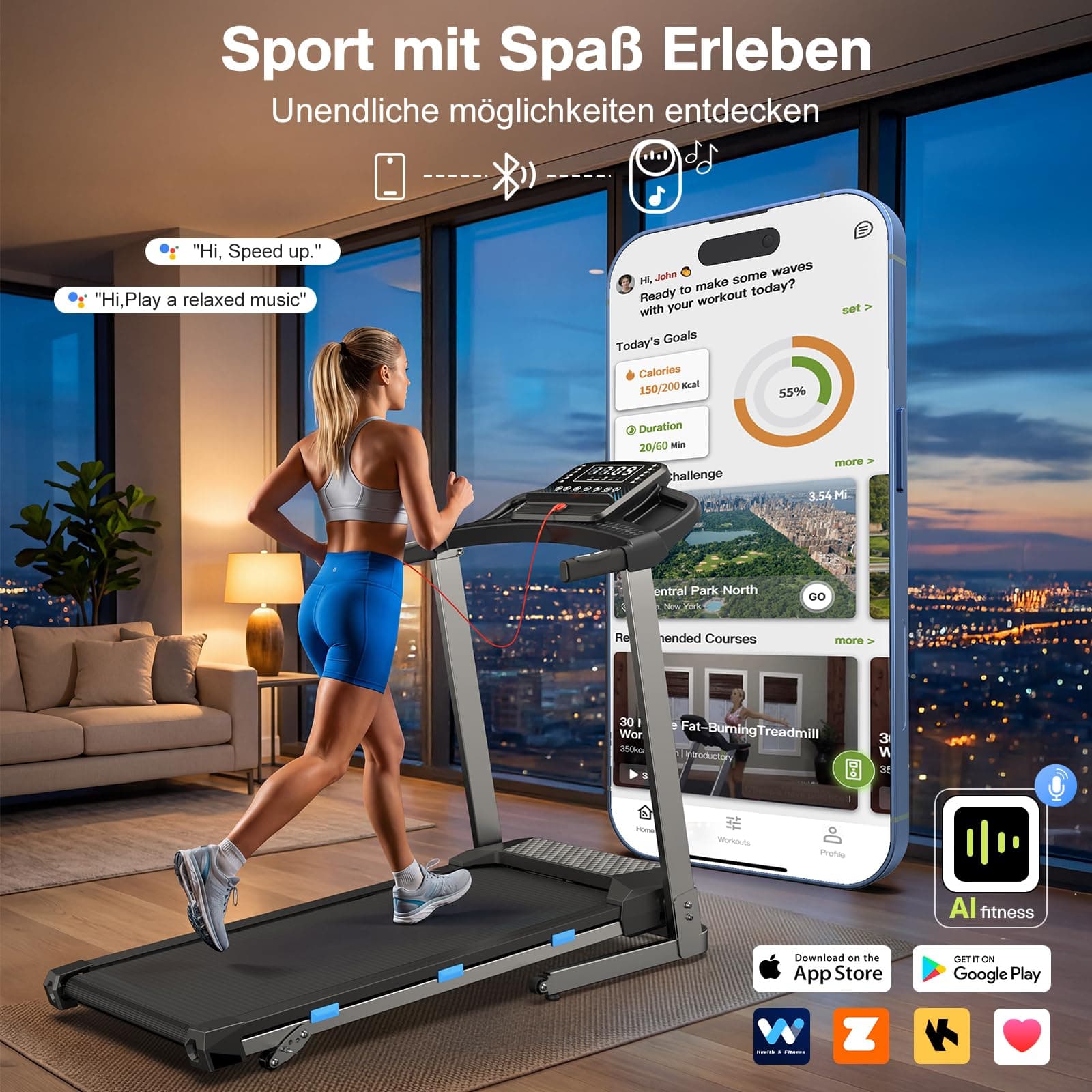 ZENRUN Laufband für Zuhause mit Steigung – Bild 7