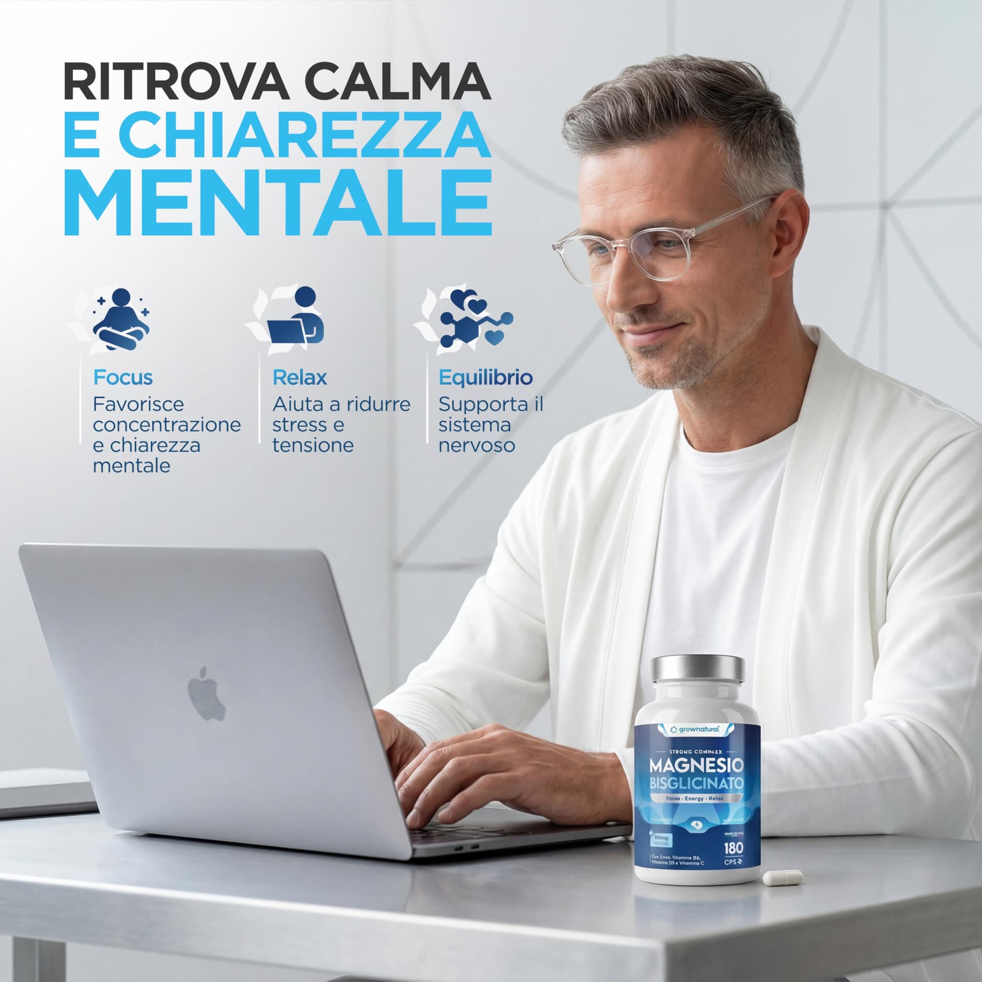 GrowNatural Magnesio Bisglicinato 600mg – Bild 6