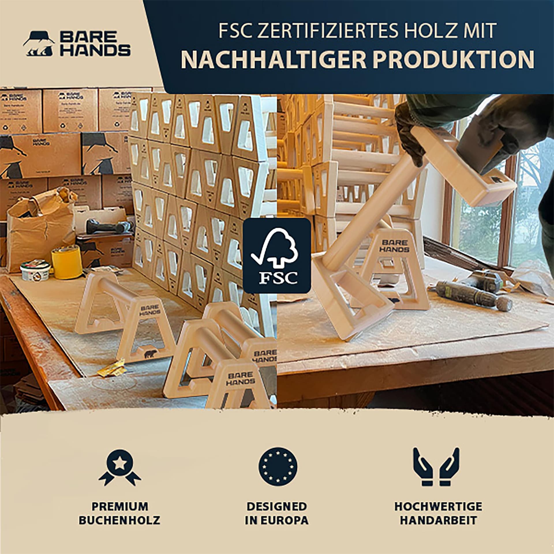BARE HANDS Liegestützgriffe aus Holz – Bild 8
