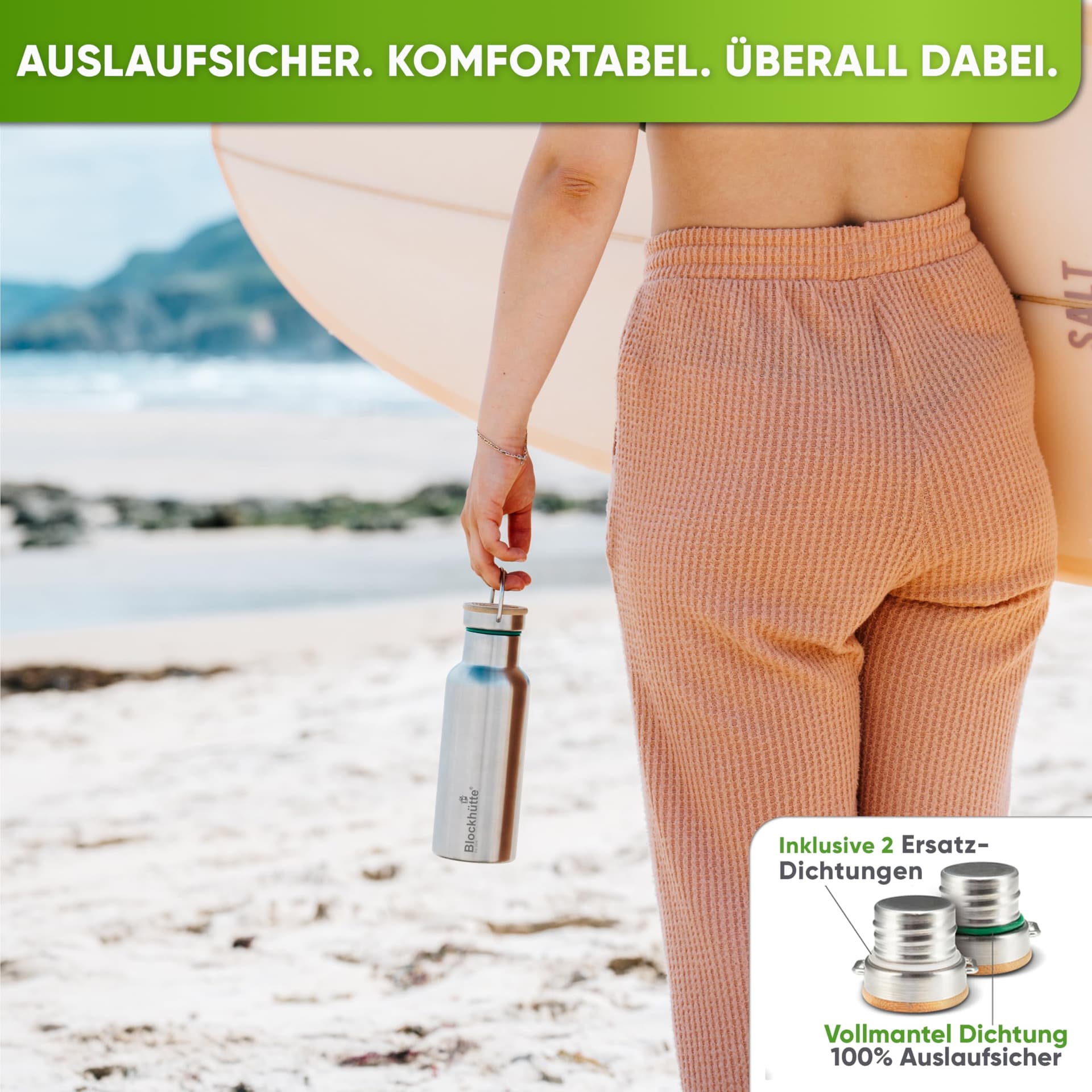 Blockhütte Premium Edelstahl Trinkflasche isoliert I 500ml – Bild 6