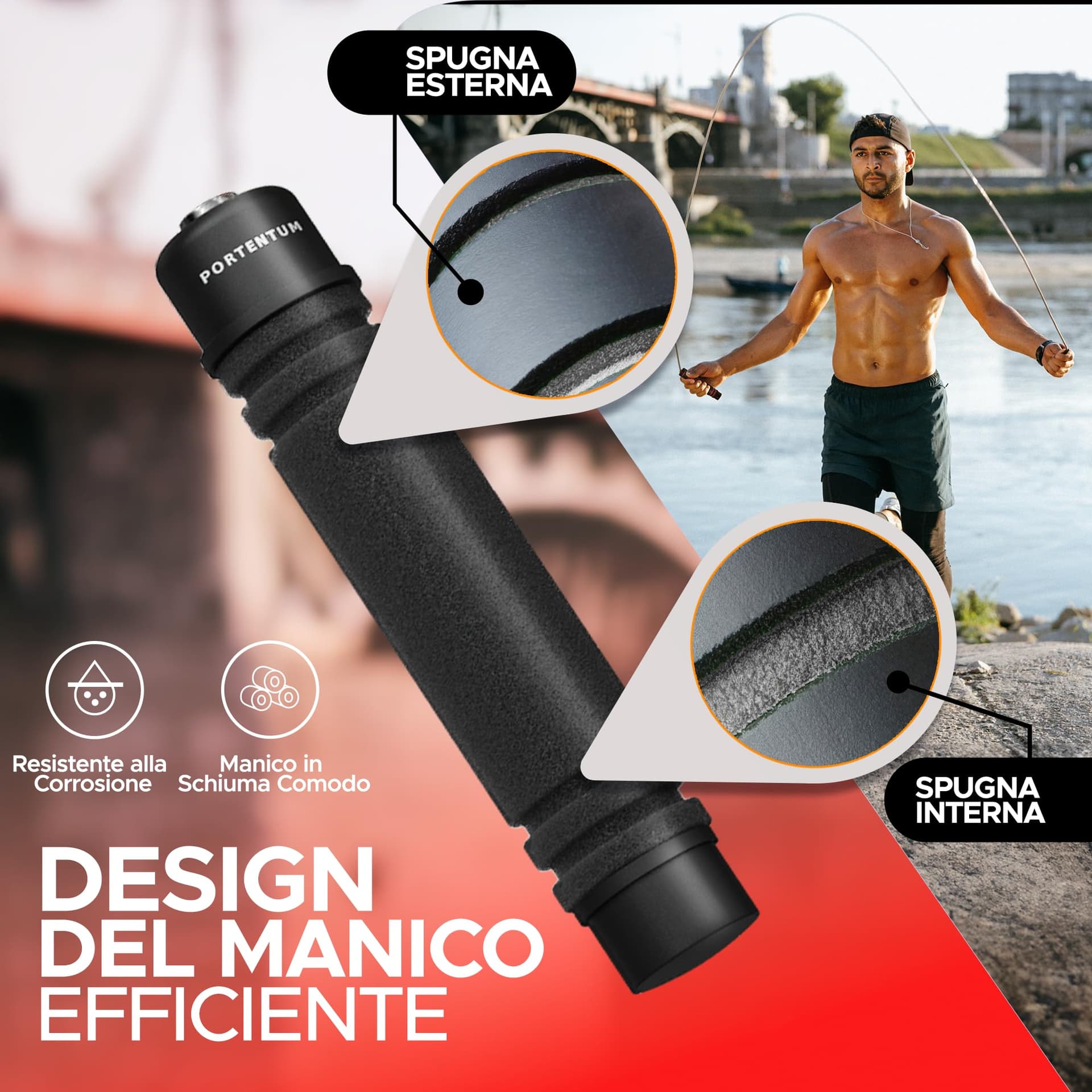 PORTENTUM Corda per Saltare Professionale Speed Corda – Bild 3