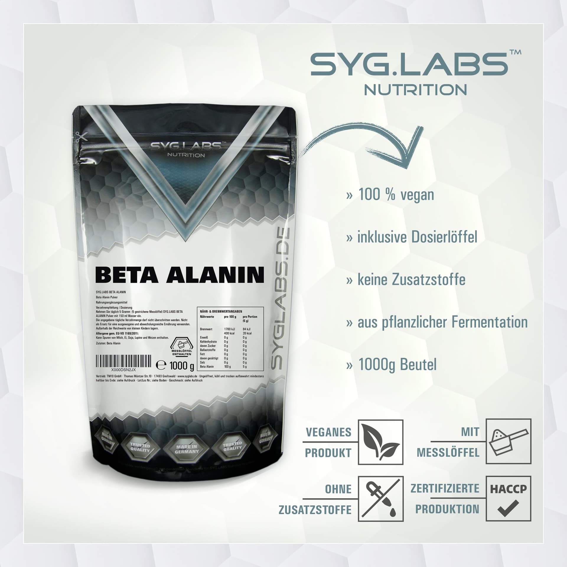 Syglabs Nutrition Beta Alanin - 1000g – Bild 5