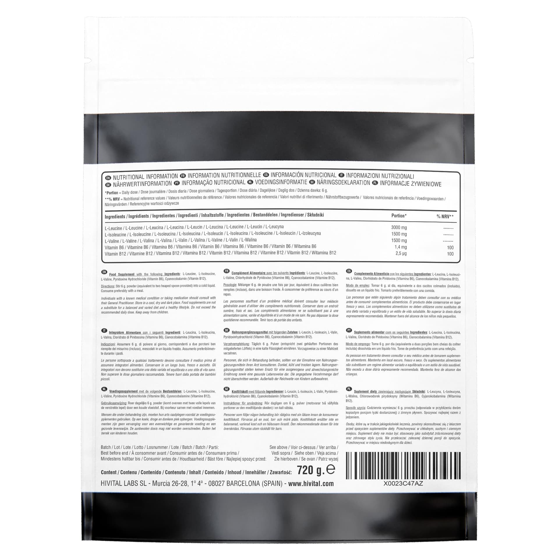 Hivital Foods BCAA 2:1:1 6000 mg para 4 meses de tratamiento. 720 gramos – Bild 2