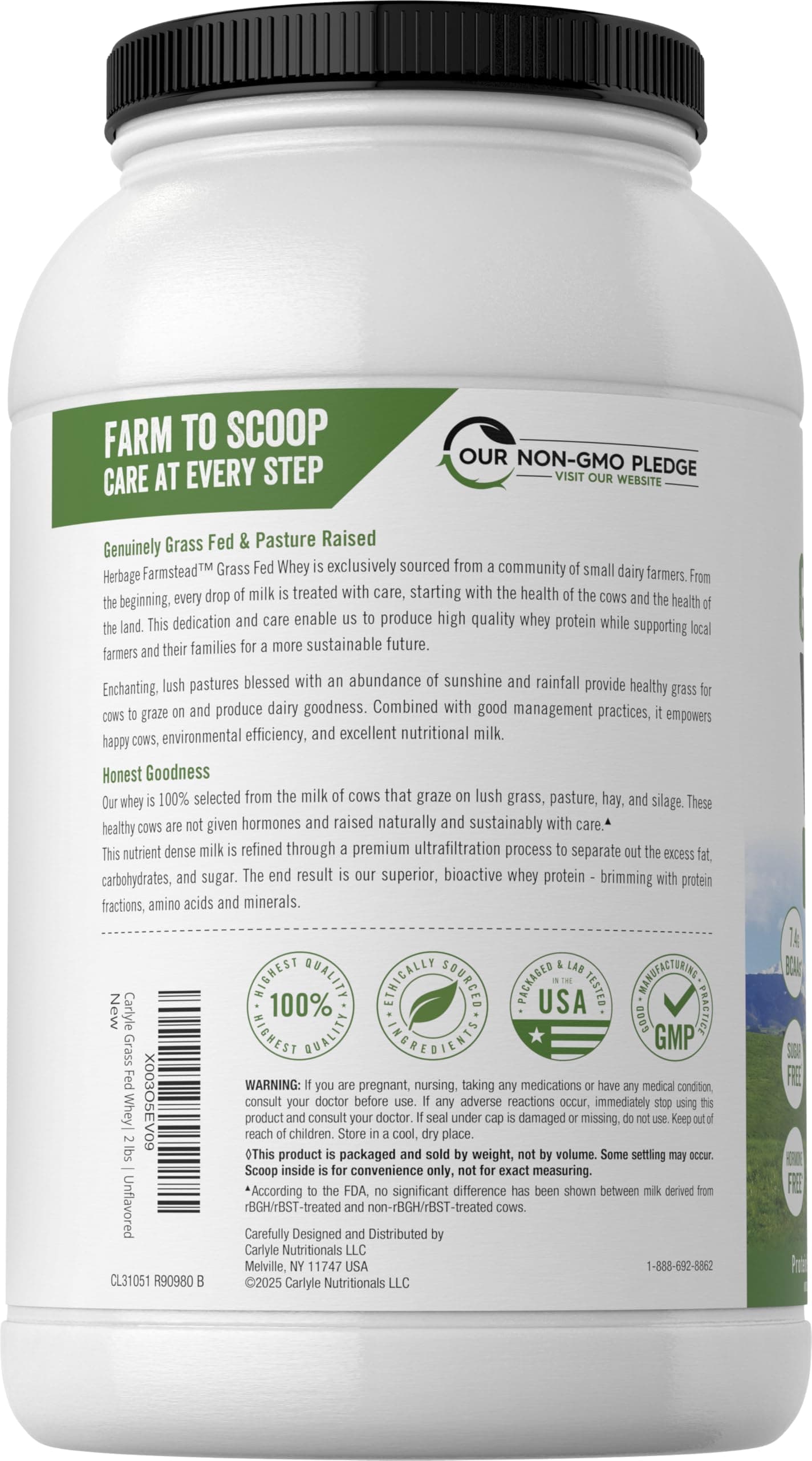 Carlyle Grass Fed Whey Protein Powder | 2lb – Bild 2