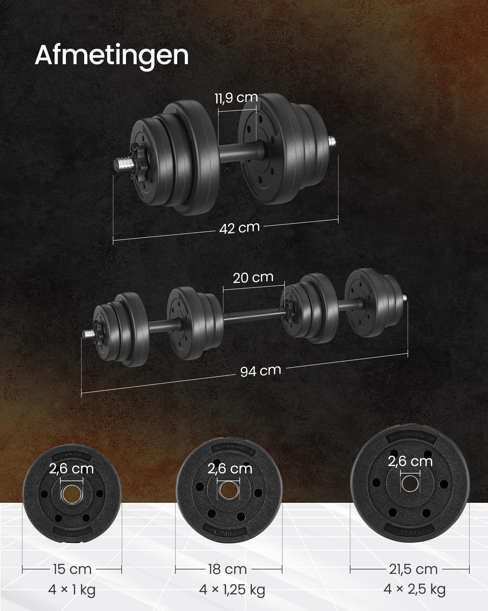 SONGMICS Halterset,verstelbare kunststof dumbbell set – Bild 6