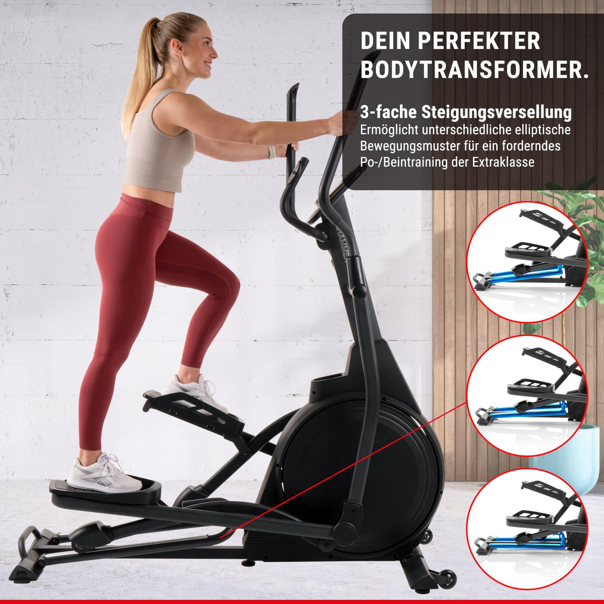 HAMMER Ellipsentrainer ELLYPSIS E3500 - Nackenschonende Bewegungsergonomie, 20 kg – Bild 4