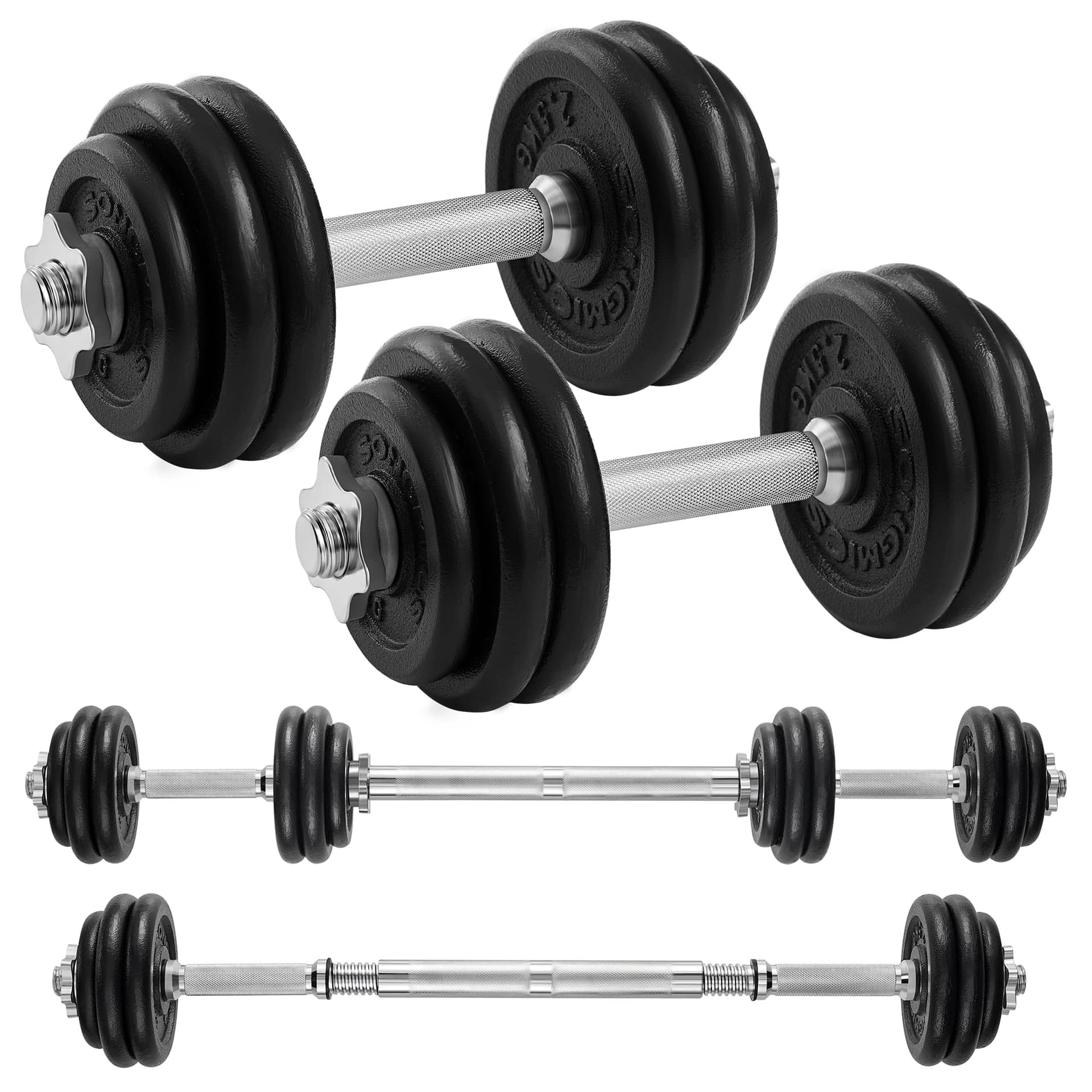 SONGMICS Halterset, Gietijzeren dumbbells, Verstelbare halterset, 30 kg