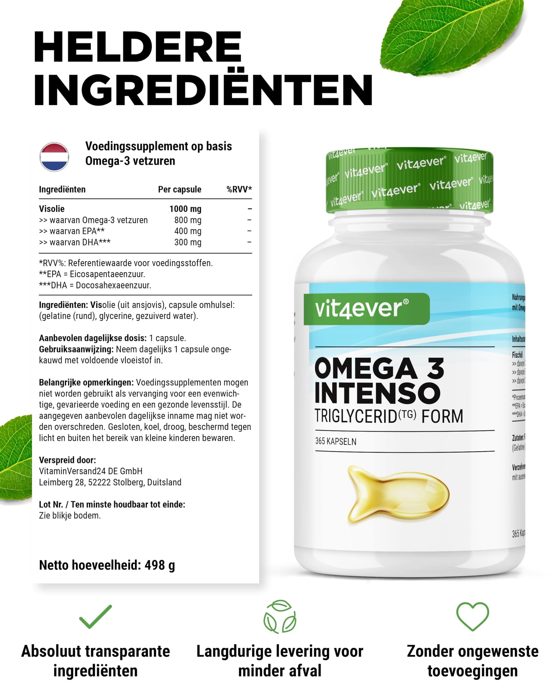 Vit4ever Premium Omega 3 met 80% Omega-3-Vetzuren - 365 Capsules – Bild 6