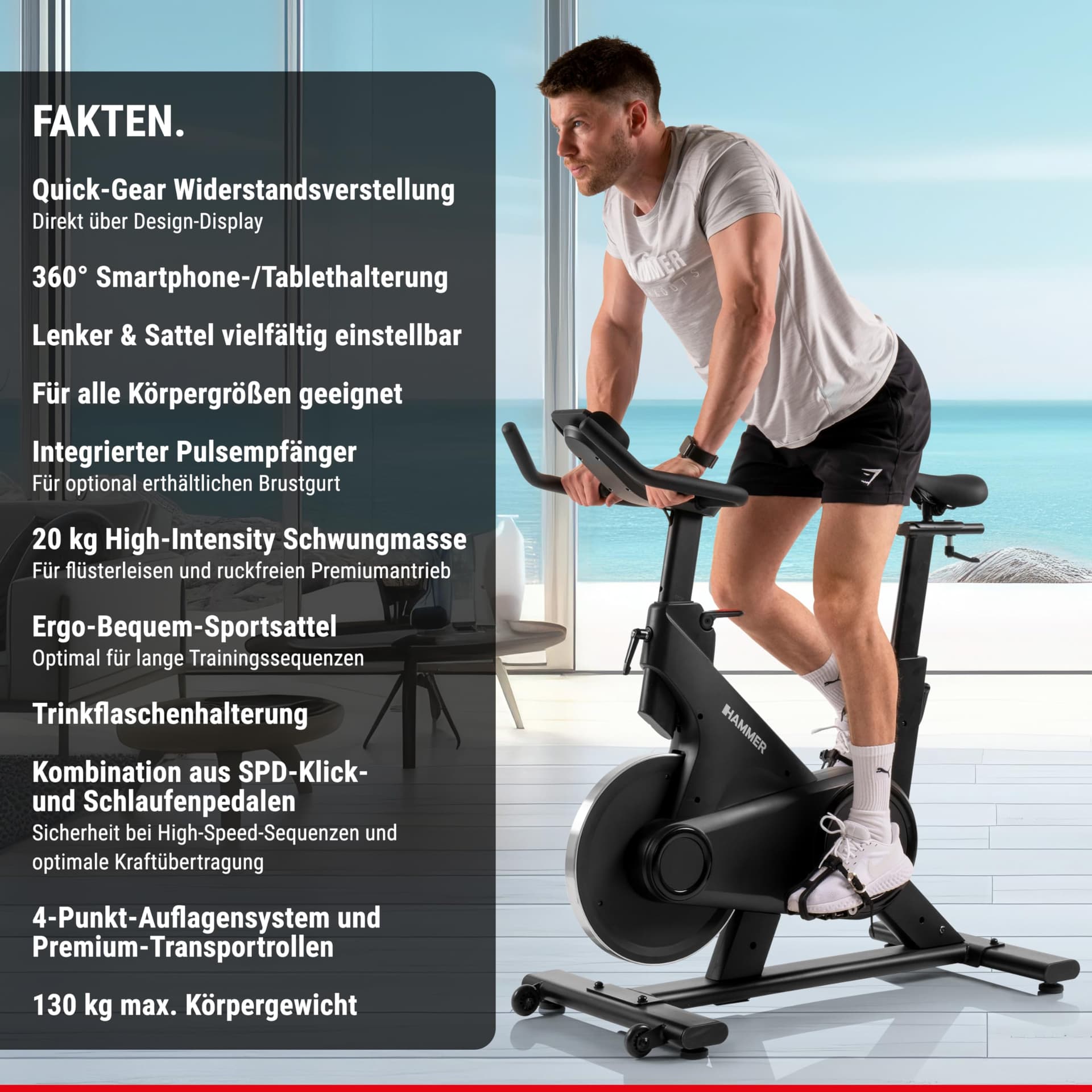 HAMMER Speedbike Speed Race X, Indoor Cycle, 20 kg – Bild 4