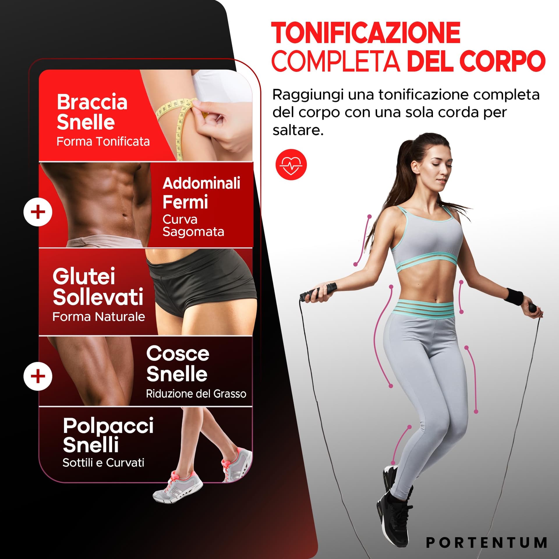 PORTENTUM Corda per Saltare Professionale Speed Corda – Bild 2
