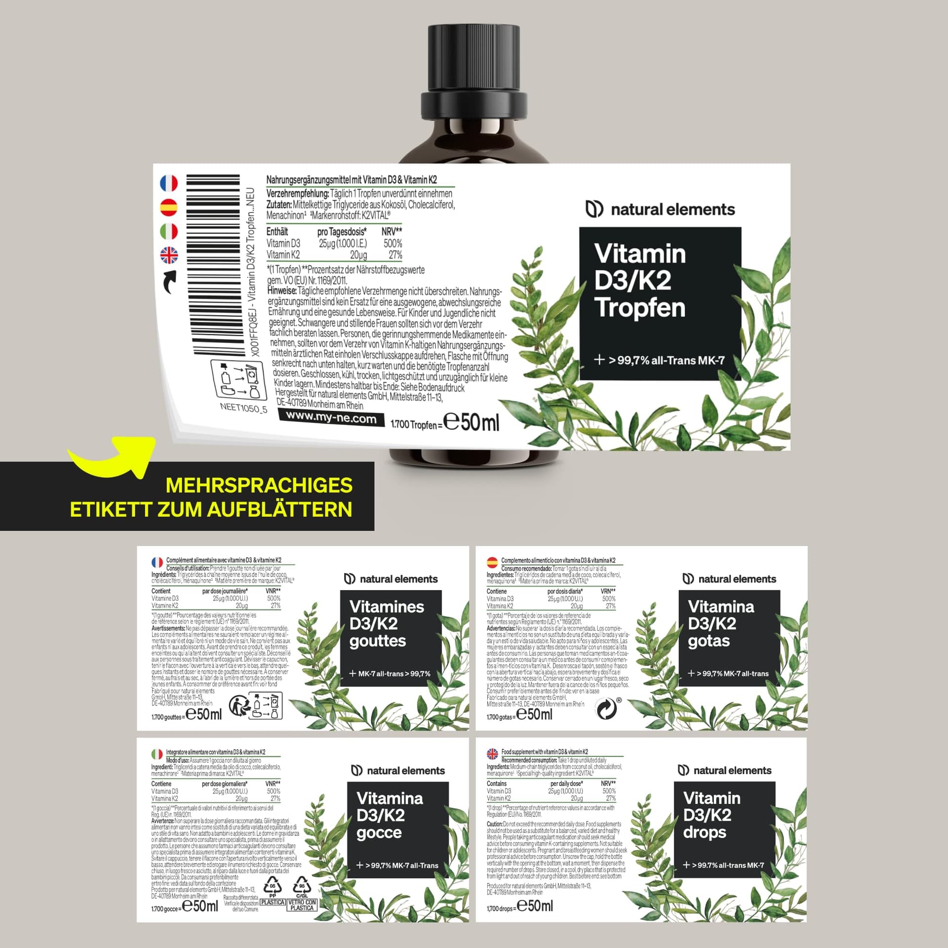 Natural Elements Vitamin D3 + K2 Tropfen 50ml – Bild 7