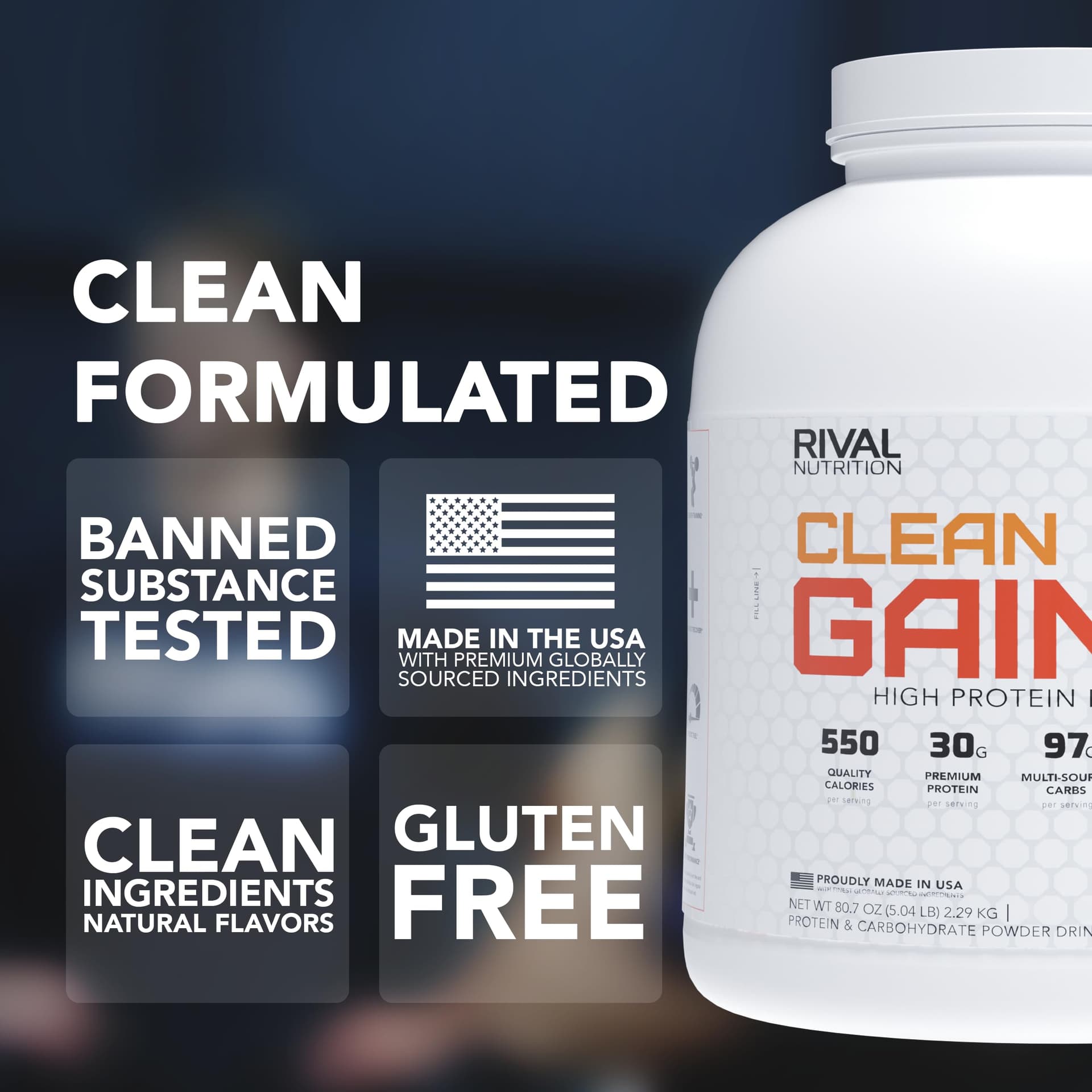 RIVAL NUTRITION Clean Gainer High-Protein Lean Gainer Powder Cinnamon Toast Cereal 5 Lb – Bild 2