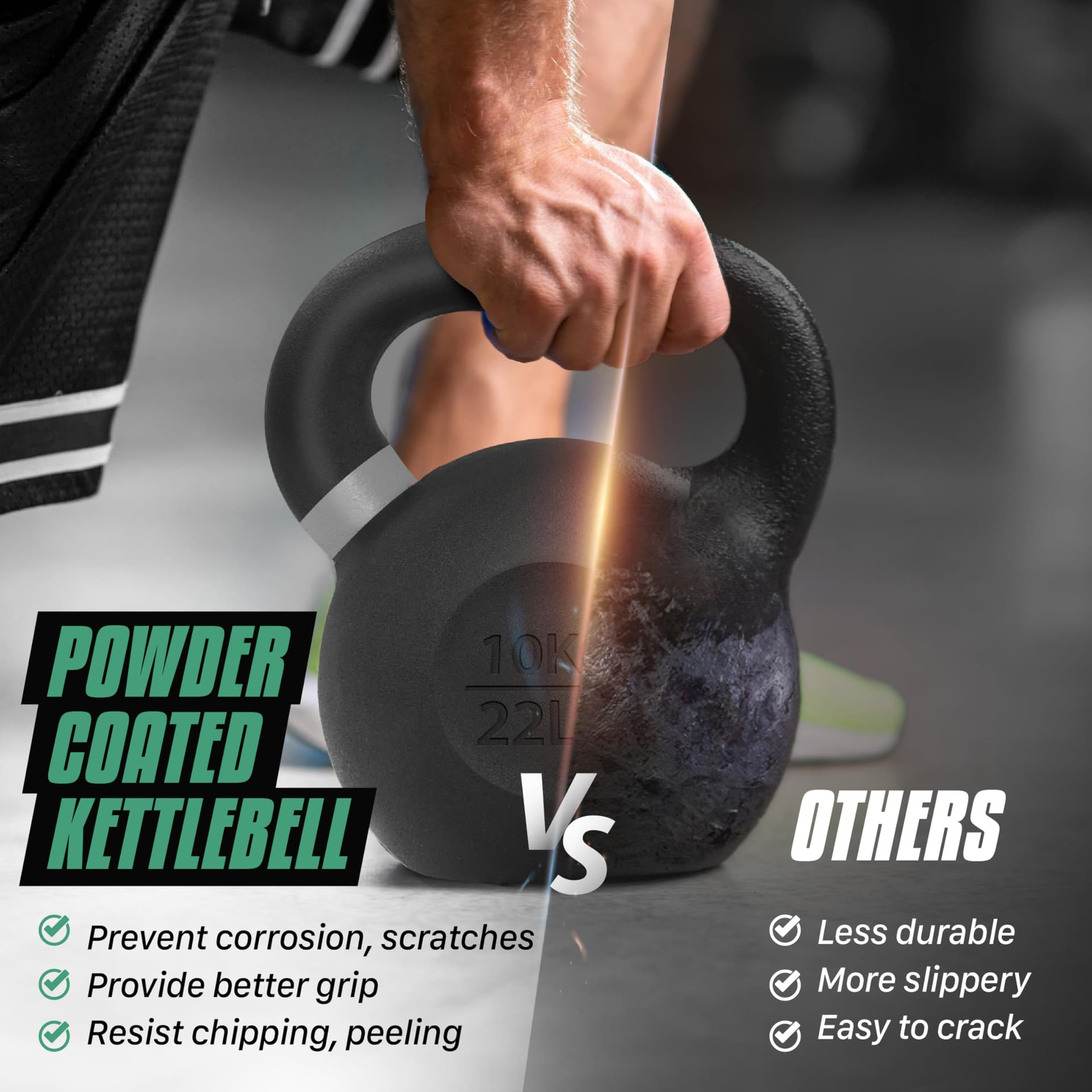 Yes4All Color Code Cast Iron Powder Coated Kettlebell with – Bild 6