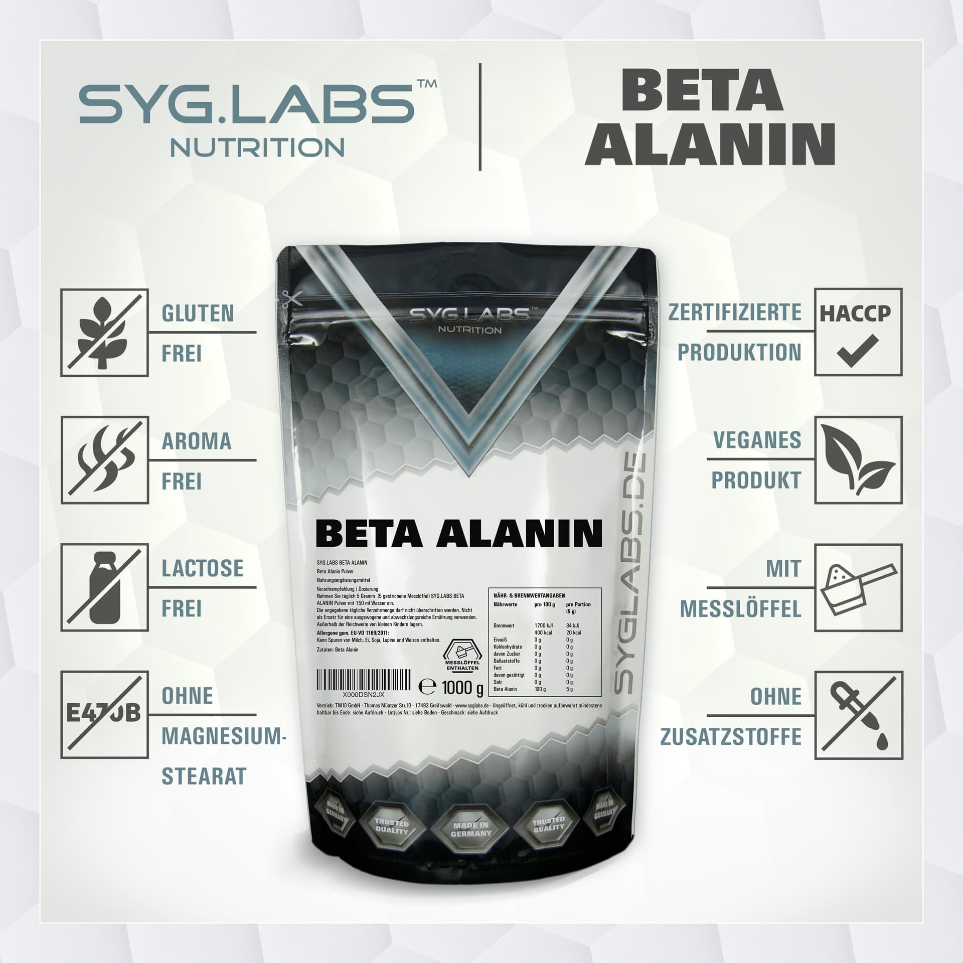 Syglabs Nutrition Beta Alanin - 1000g – Bild 6