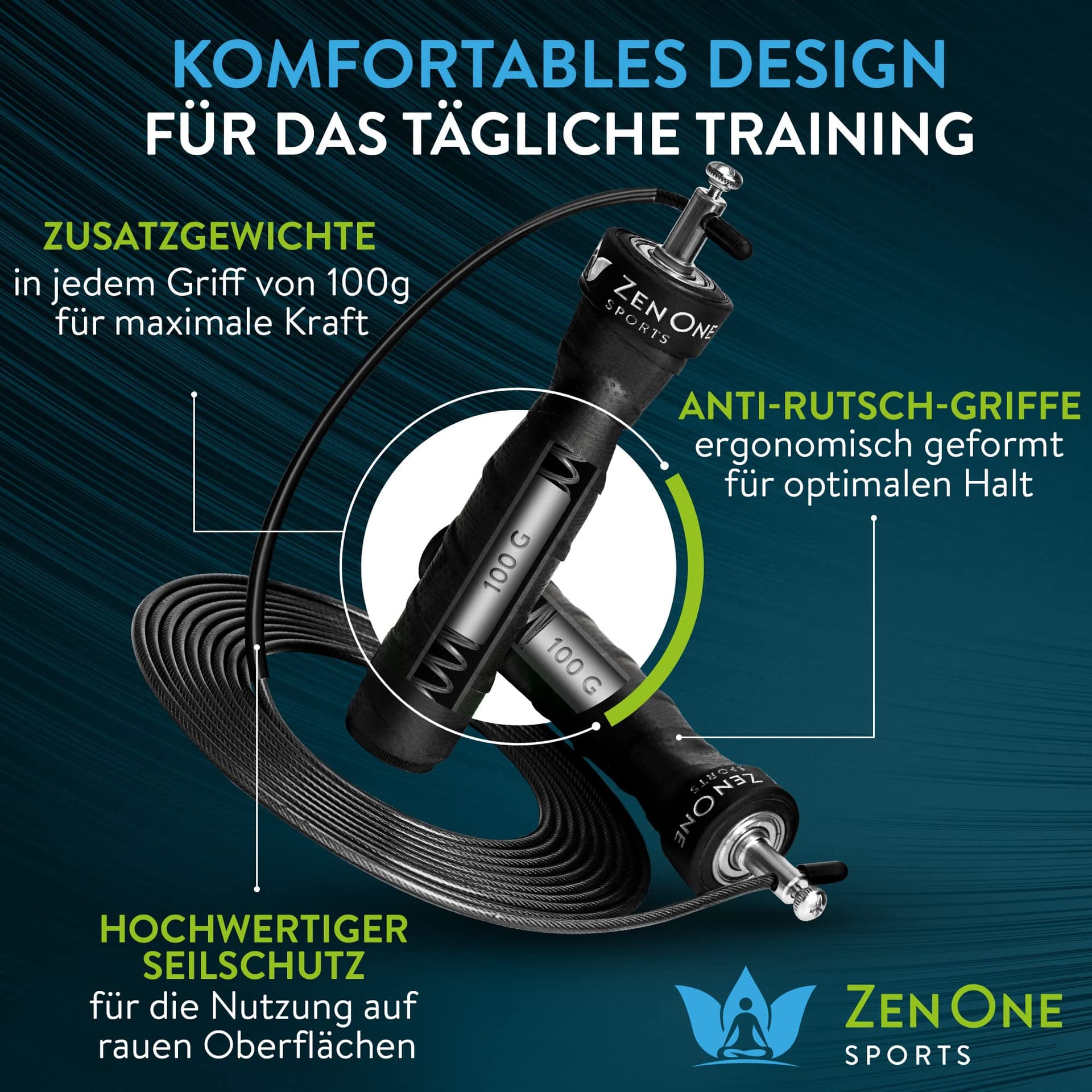 ZenOne Sports ® Springseil I Jump Rope für Erwachsene I – Bild 4