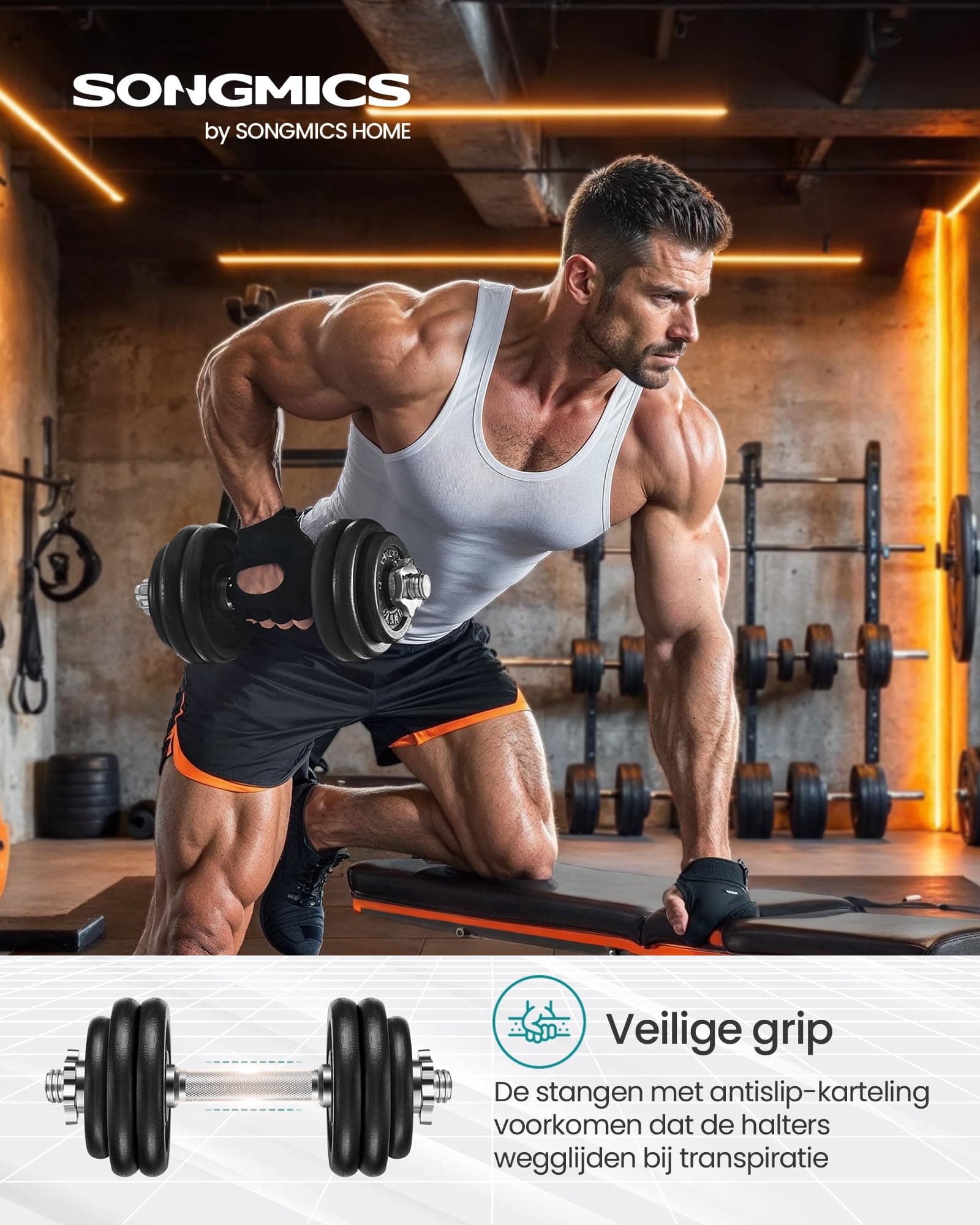 SONGMICS Halterset, Gietijzeren dumbbells, Verstelbare halterset, 30 kg – Bild 2