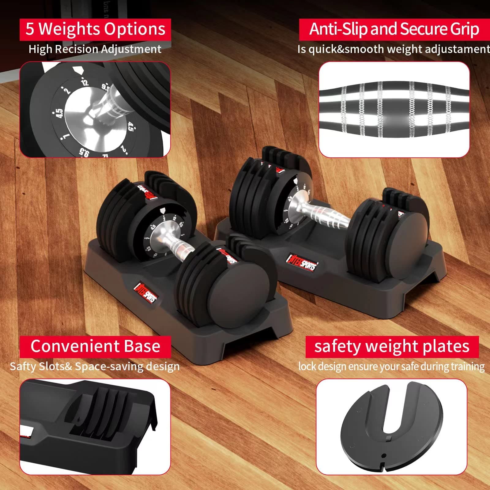 EnterSports 12kgx2 Verstellbare Hanteln Einstellbare – Bild 4