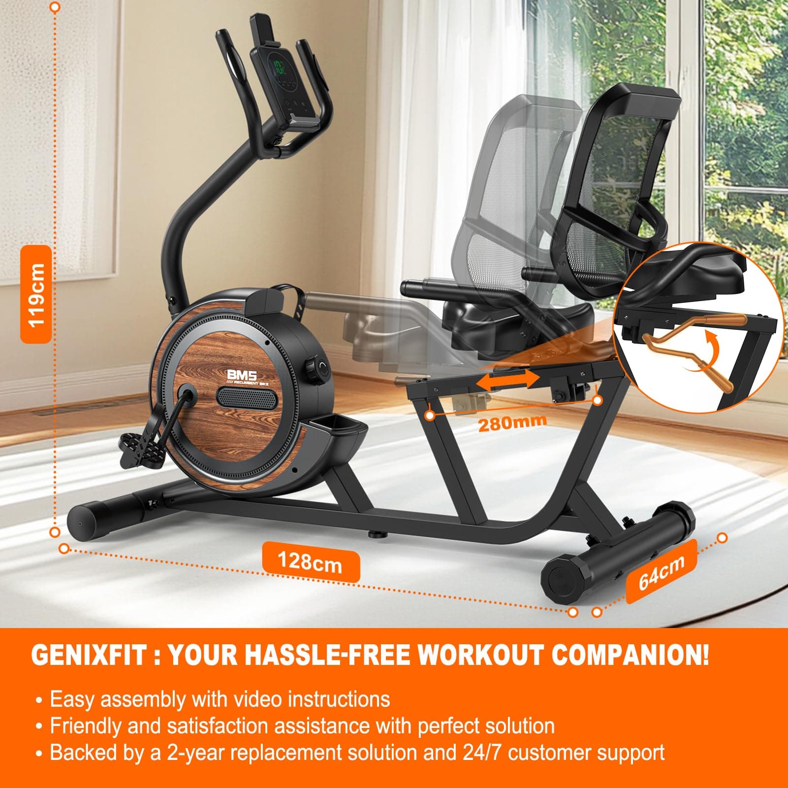 GENIXFIT BM5 Liegeergometer - 150kg – Bild 8