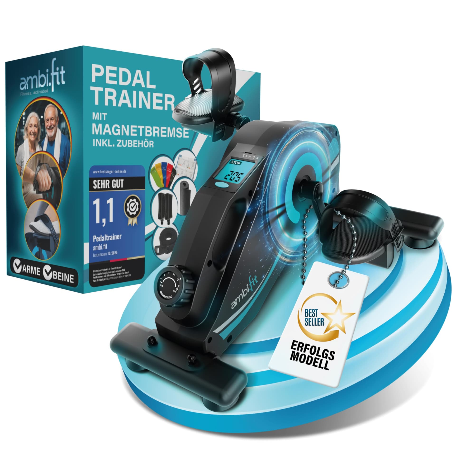 ambifit Pedaltrainer Ergometer Set [Magnetbremse & 16