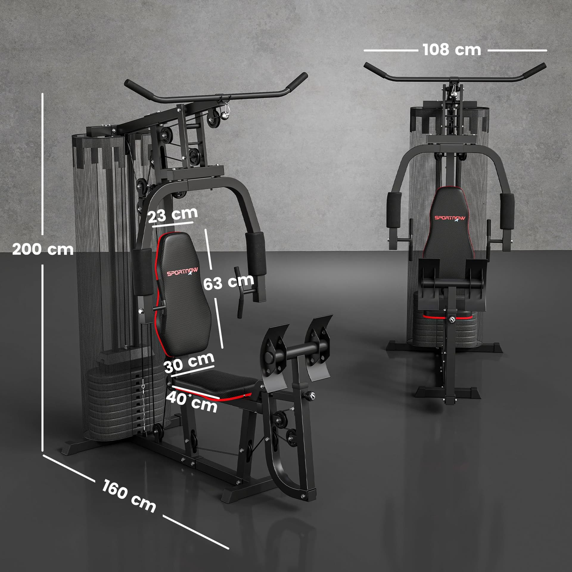 SPORTNOW Compact Home Gym System with 45kg – Bild 7