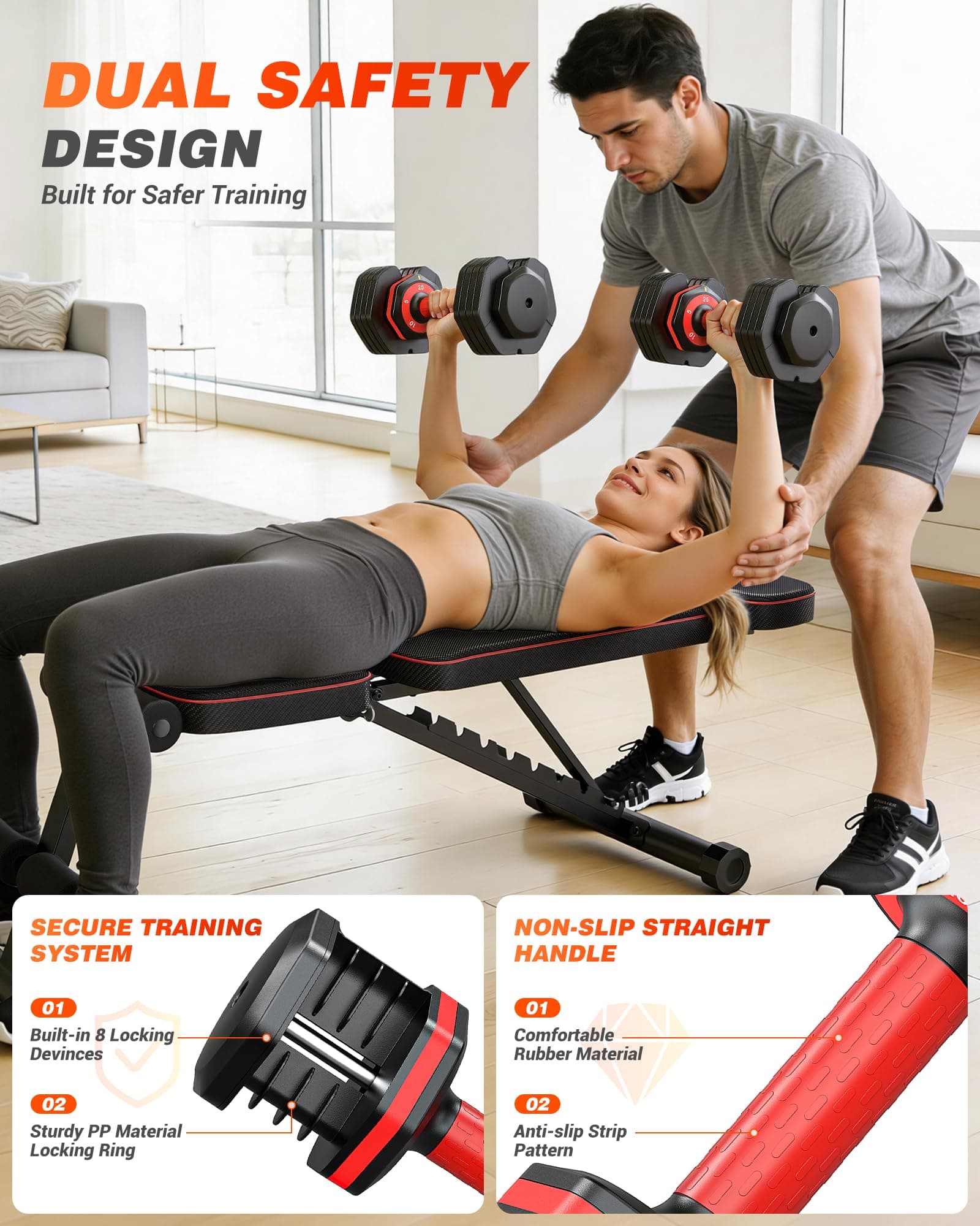Rendpas Adjustable Dumbbell, 5-in-1/10-in-1, 25–55 lb – Bild 5