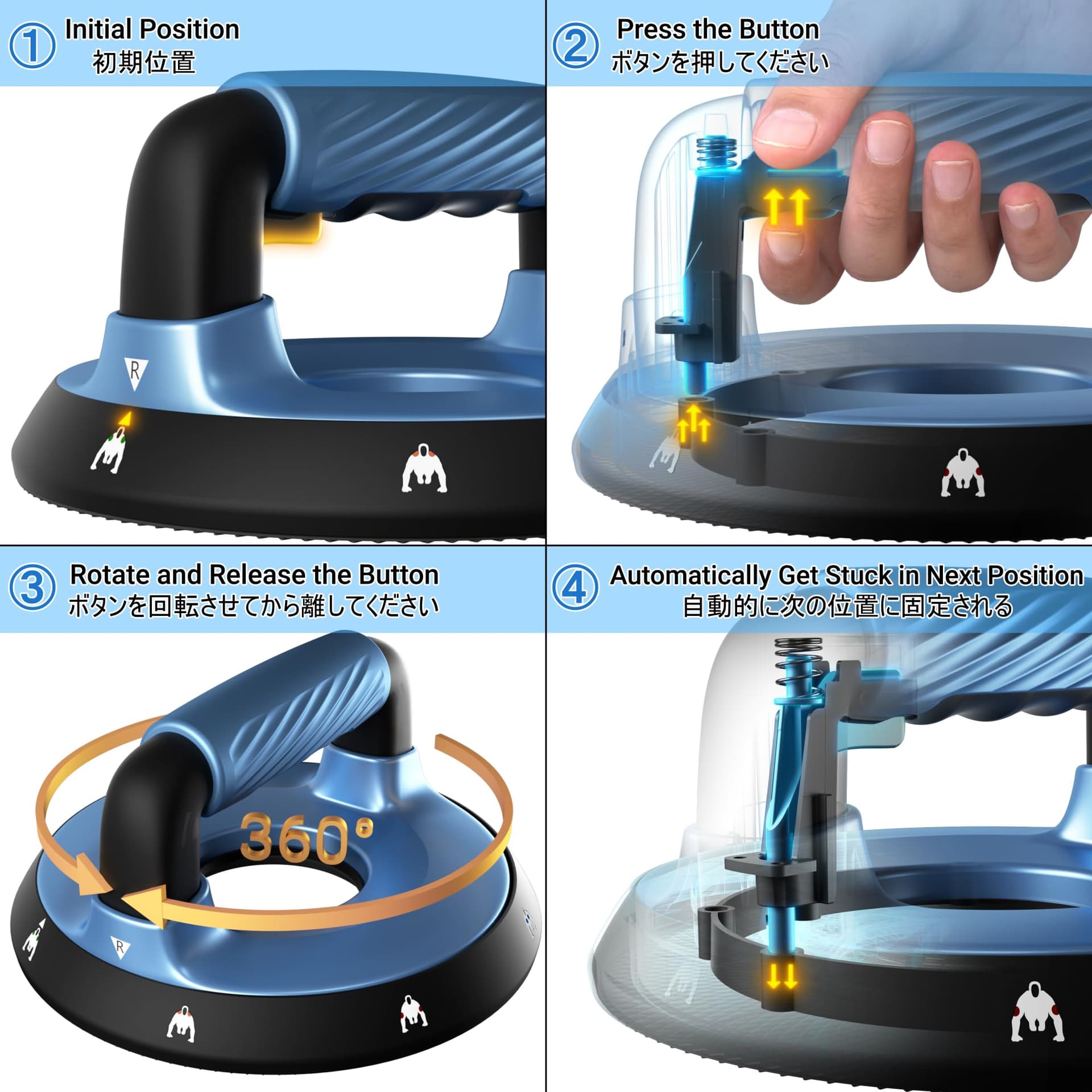 READAEER 360° Adjustable Push-Up Handles – Bild 3